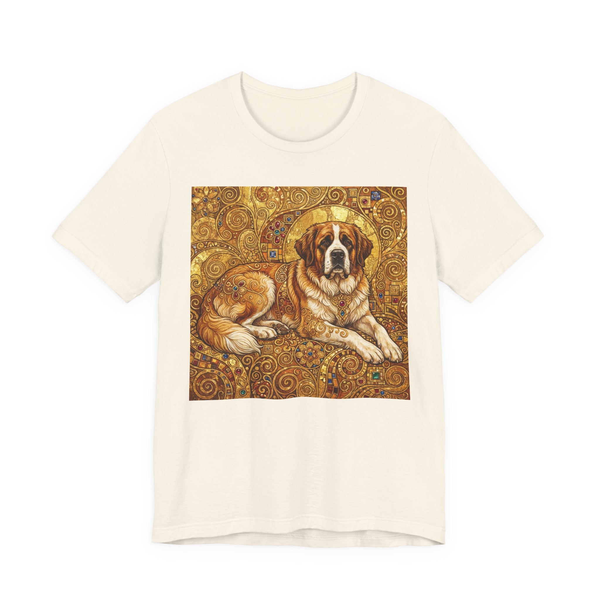 Klimt Style Saint Bernard T-Shirt — Gold Mosaic Art Print