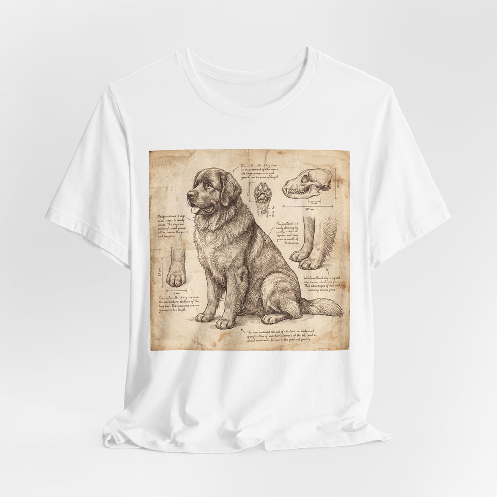 Da Vinci Style Newfoundland T-Shirt — Anatomical Parchment Art Print