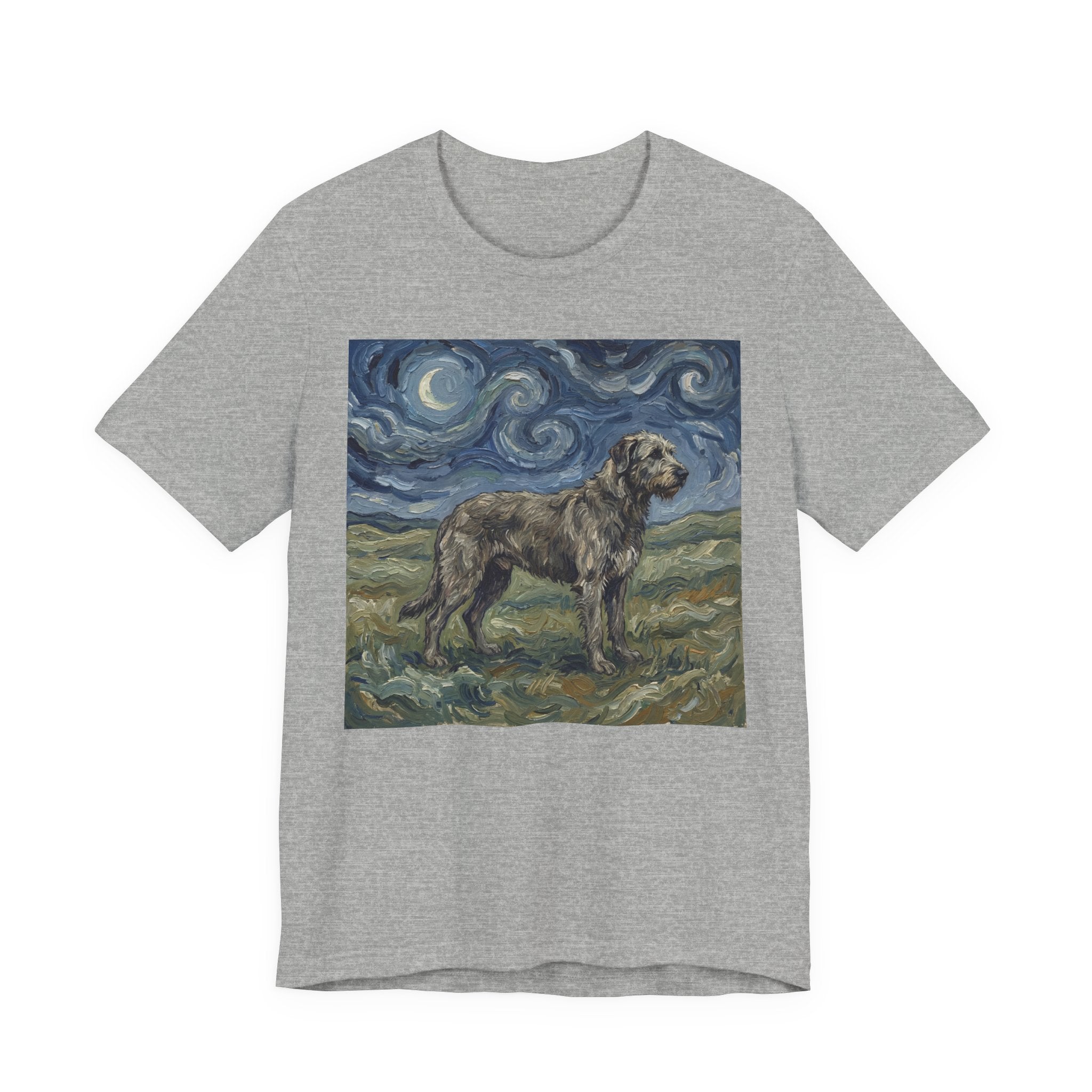 Van Gogh Style Irish Wolfhound T-Shirt — Swirling Moonlit Sky Art Print