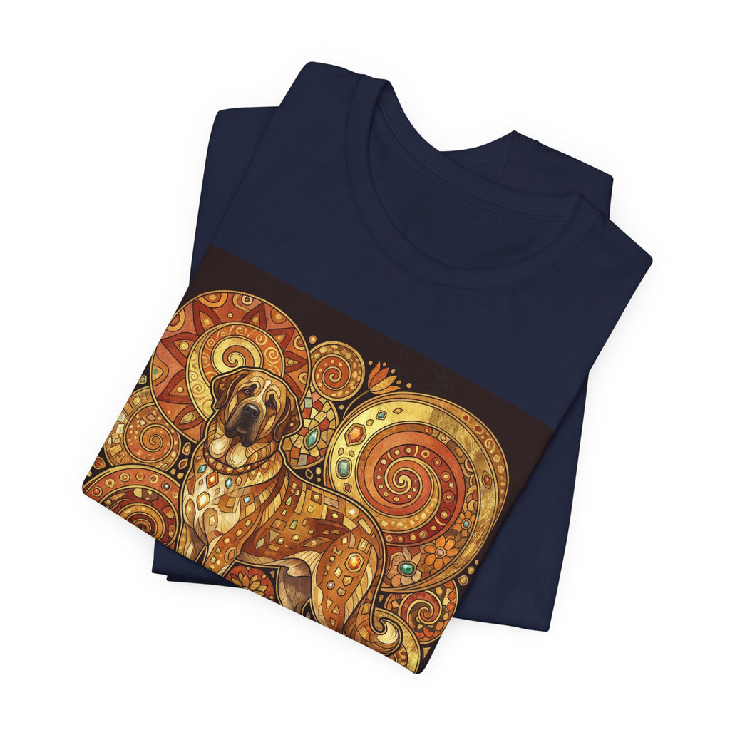 Klimt Style Spanish Mastiff T-Shirt — Gold Spiral Mosaic Art Print