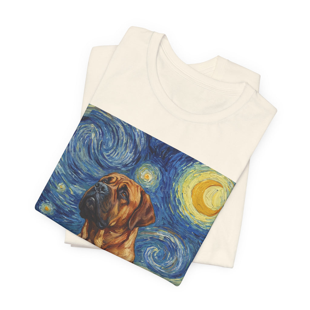 Van Gogh Style Mastiff T-Shirt — Starry Night Swirl Art Print