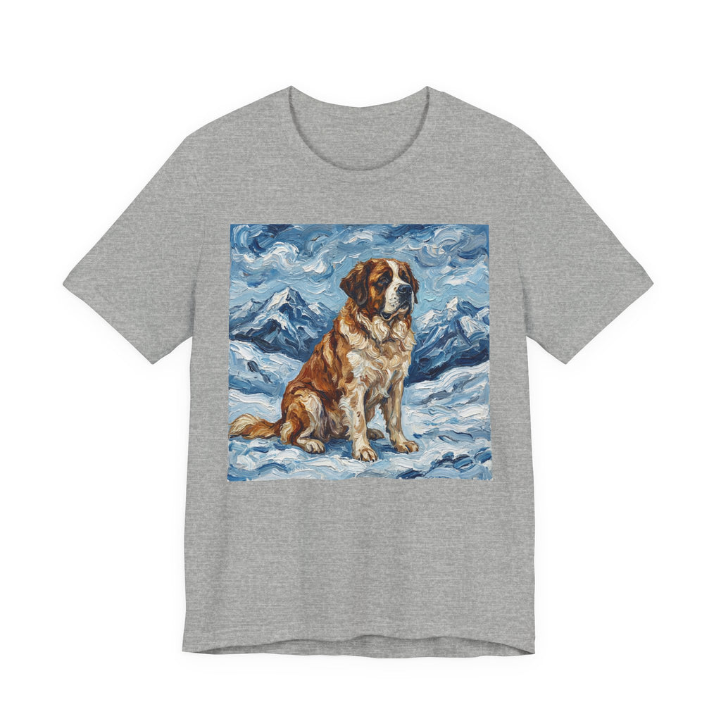 Van Gogh Style Saint Bernard T-Shirt — Alpine Snow Art Print