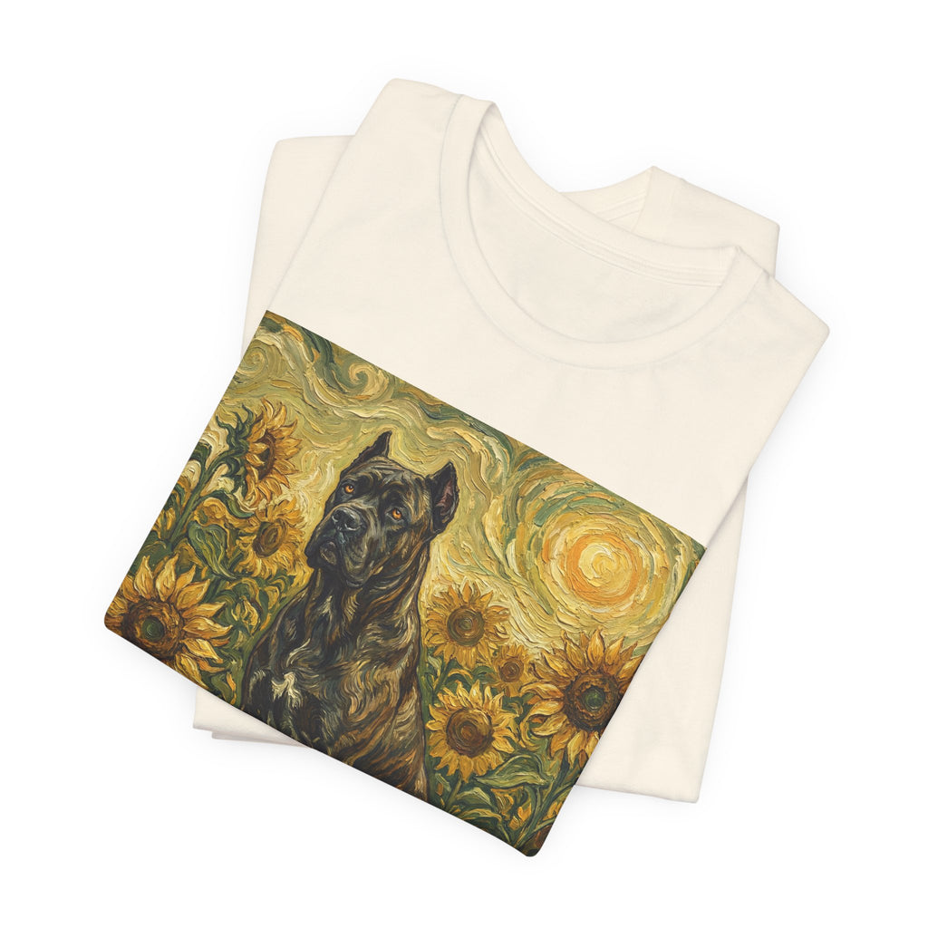 Van Gogh Style Cane Corso T-Shirt — Sunflower Field Art Print