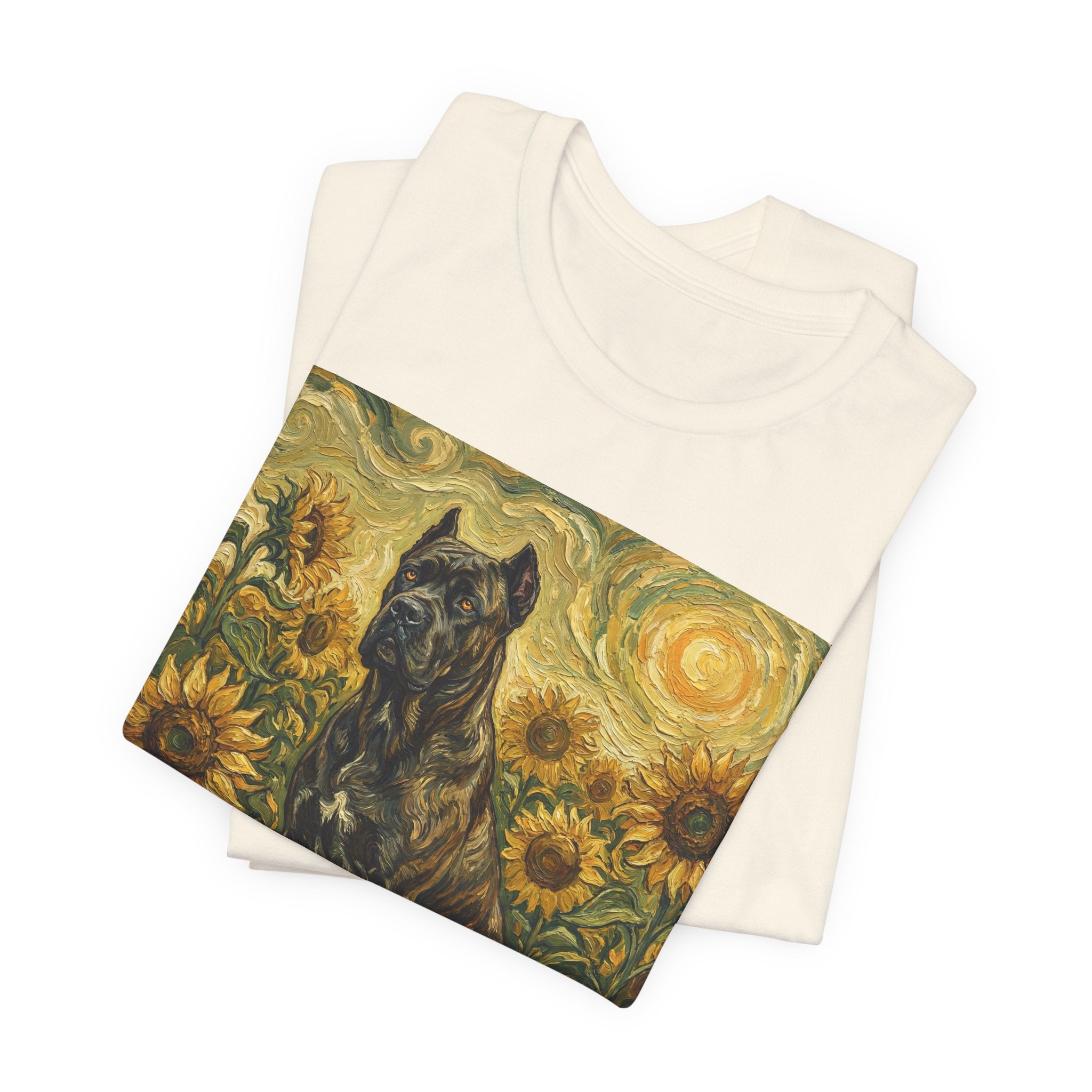 Van Gogh Style Cane Corso T-Shirt — Sunflower Field Art Print
