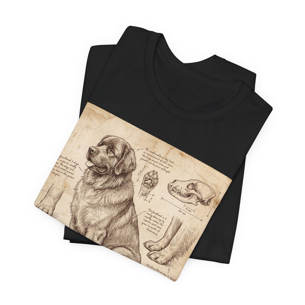Da Vinci Style Newfoundland T-Shirt — Anatomical Parchment Art Print