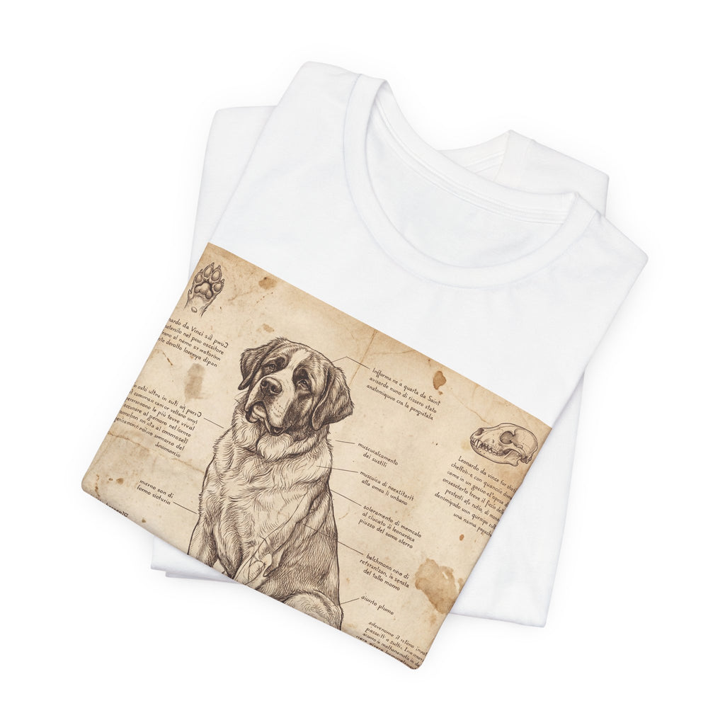 Da Vinci Style Saint Bernard T-Shirt — Anatomical Blueprint Art Print