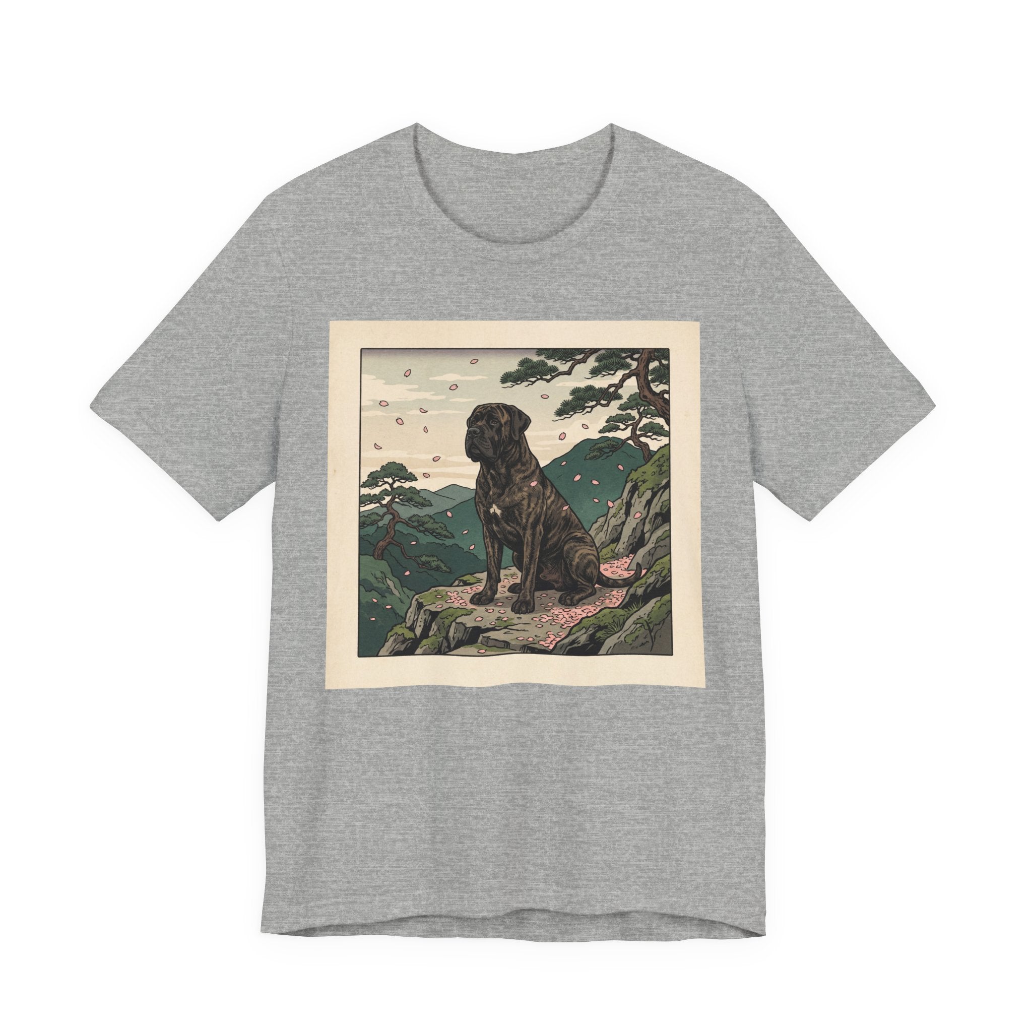 Hiroshige Style Cane Corso T-Shirt — Cherry Blossom Mountain Art Print
