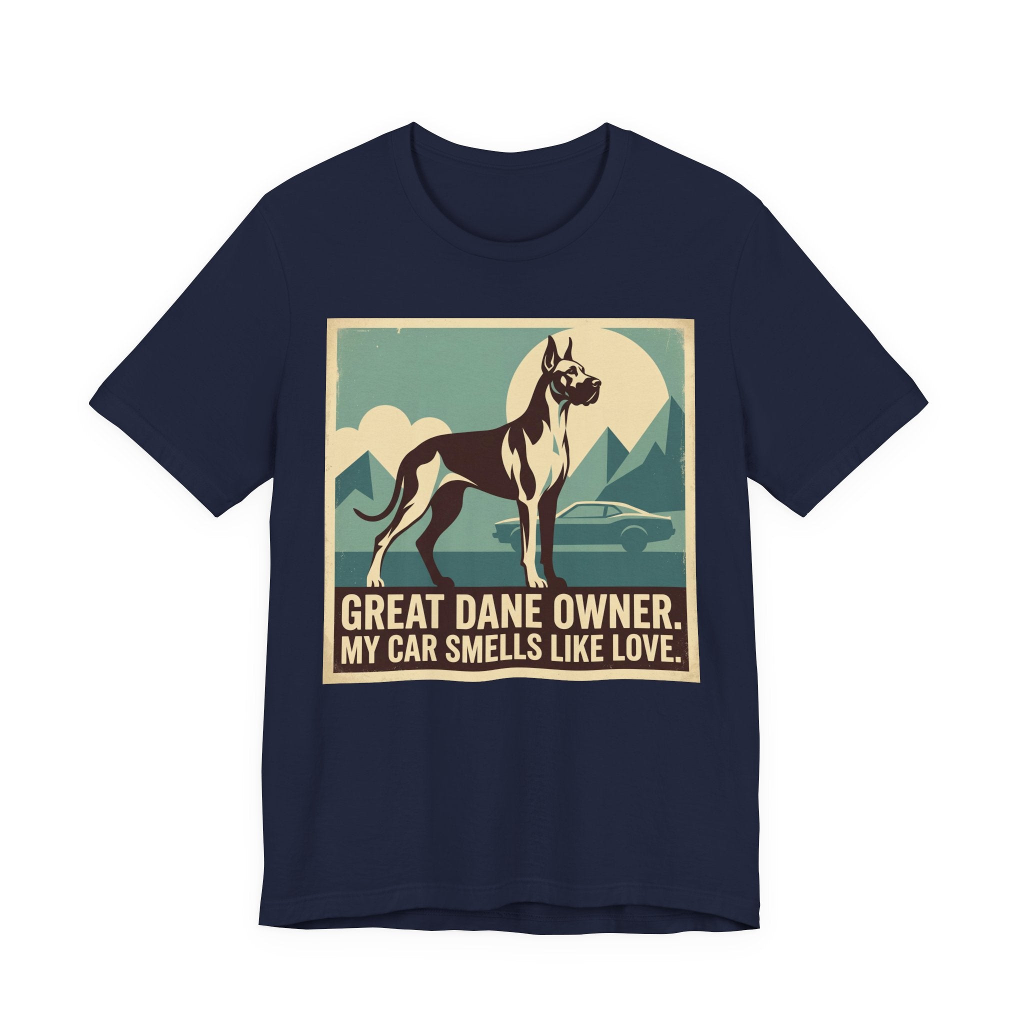 Great Dane Vintage Retro Art T-Shirt | Teal Mountain Silhouette