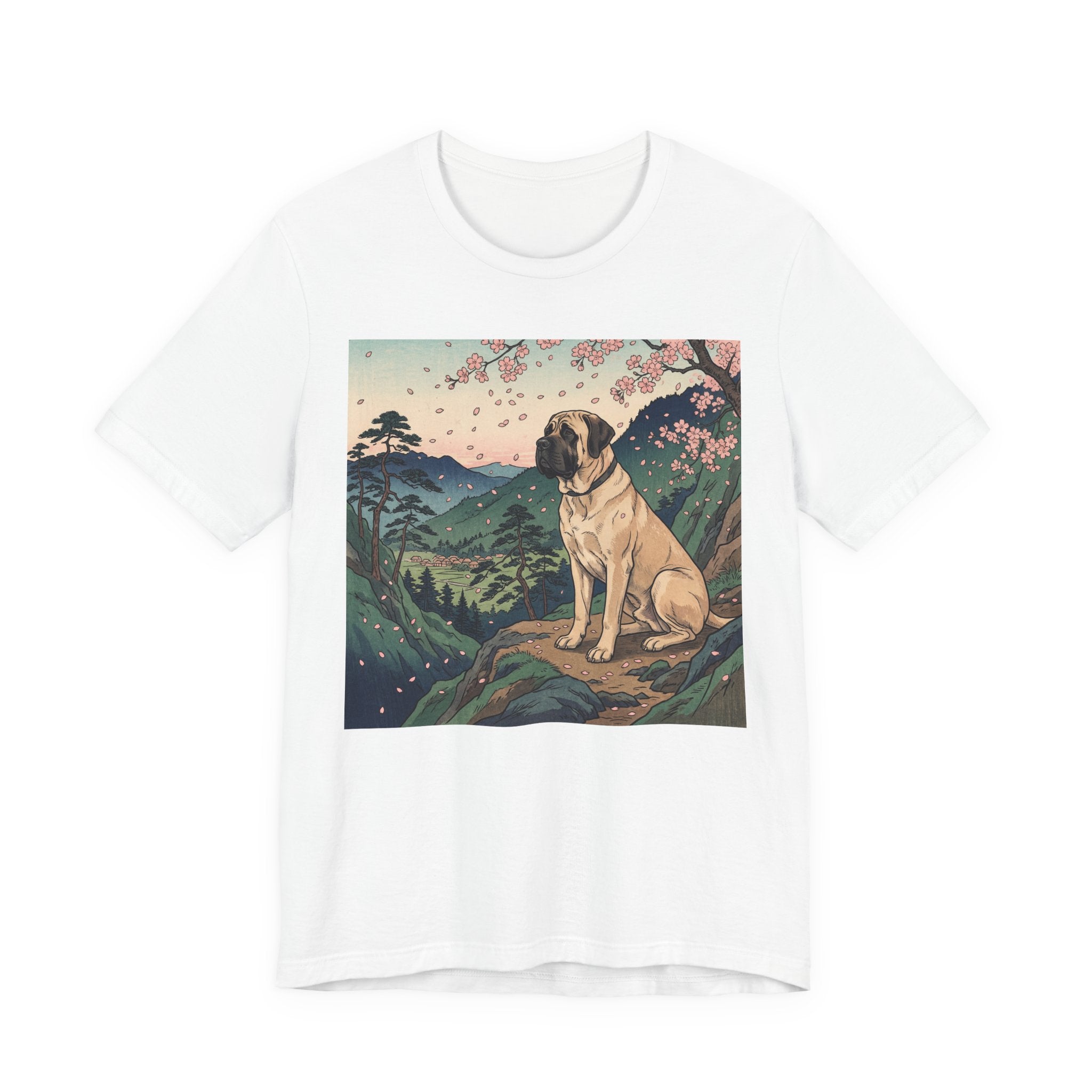 Ukiyo-e Mastiff T-Shirt — Cherry Blossom Overlook Art Print