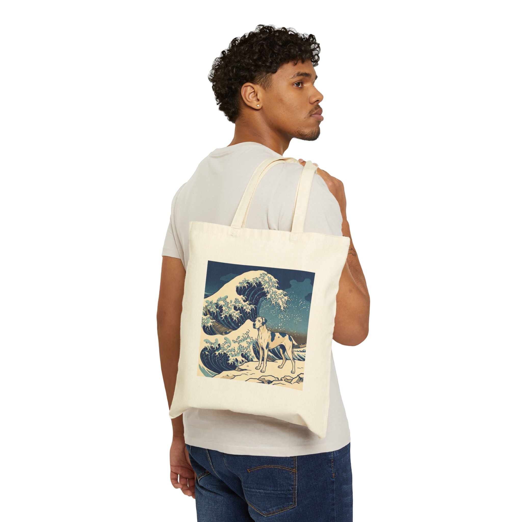 Hokusai Great Dane Tote Bag – The Great Wave Art Print – lifestyle view