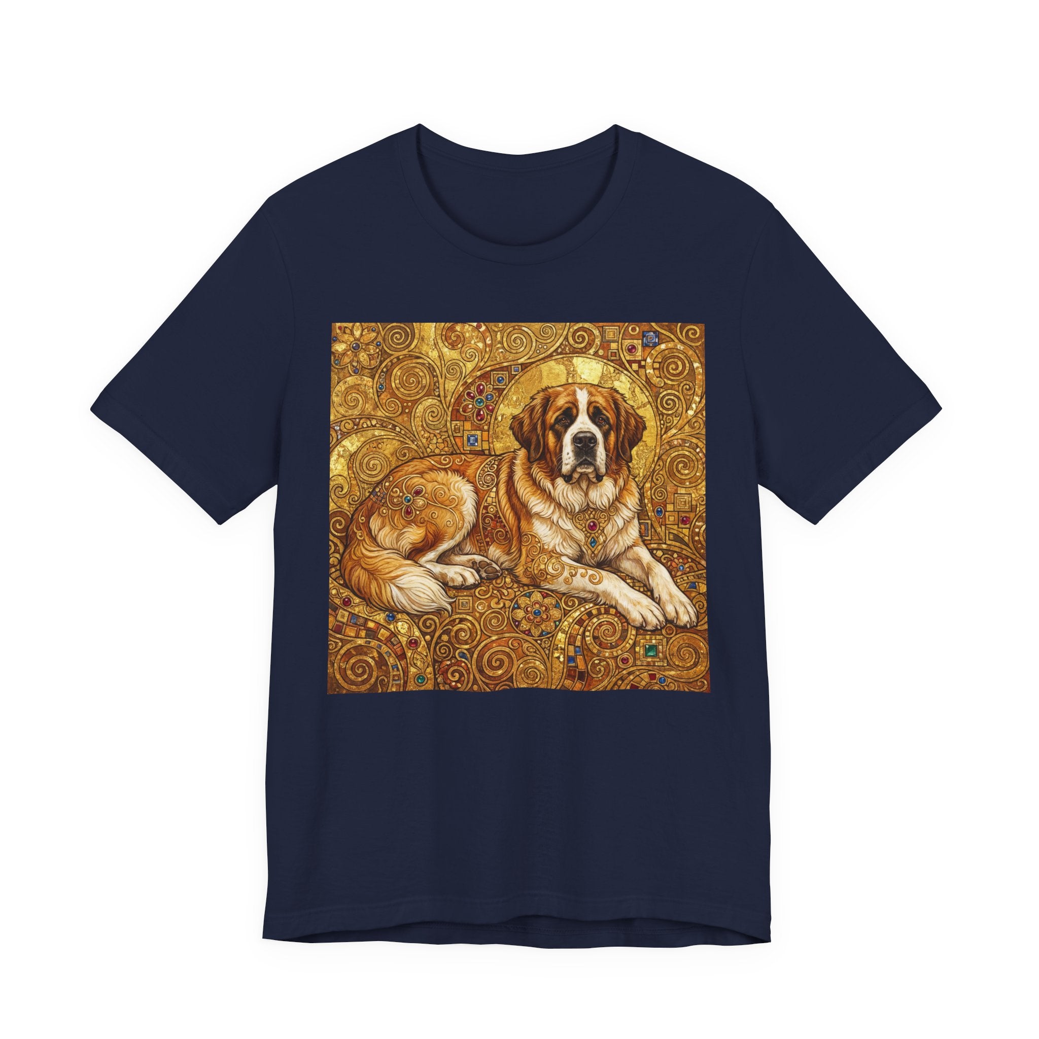 Klimt Style Saint Bernard T-Shirt — Gold Mosaic Art Print