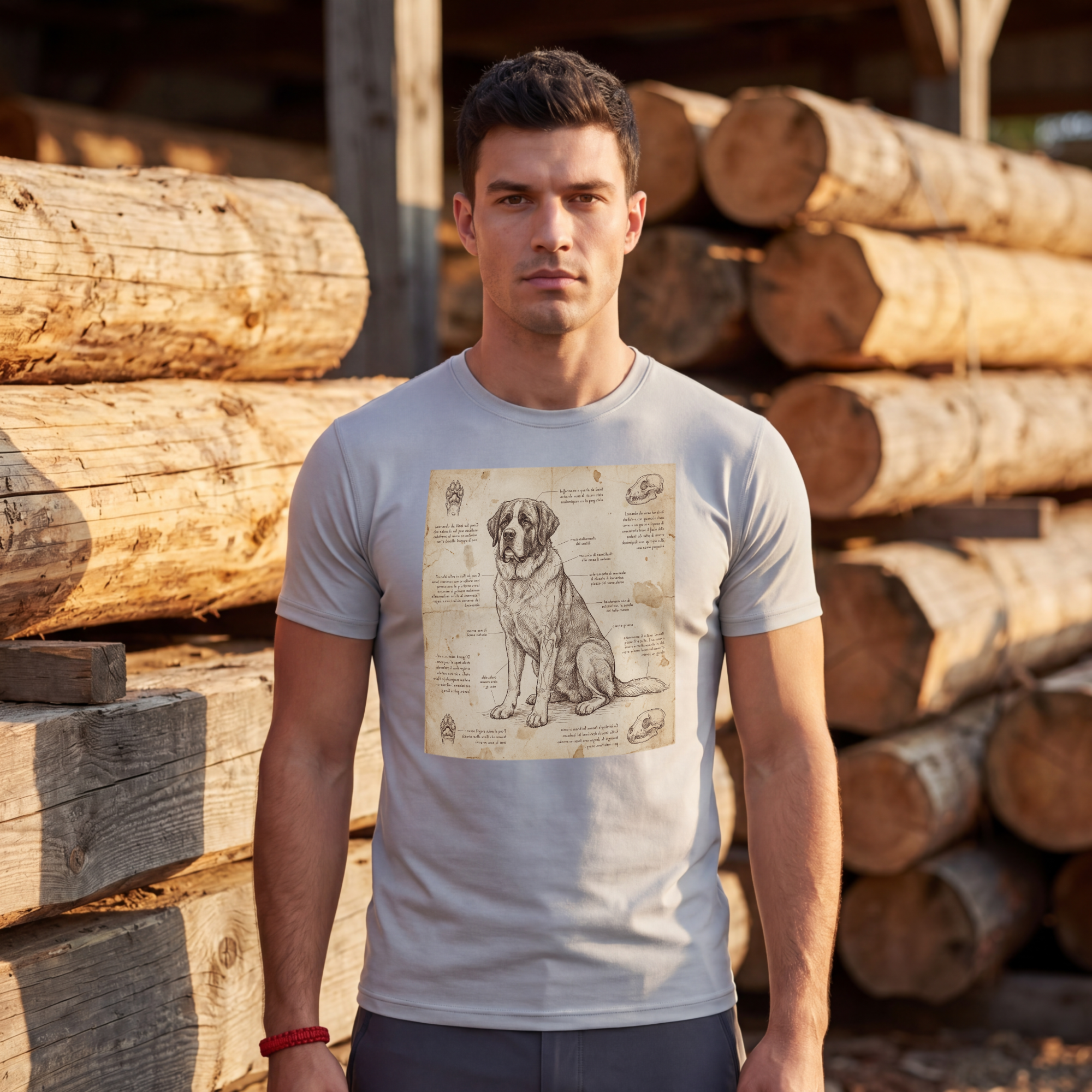 Da Vinci Style Saint Bernard T-Shirt — Anatomical Blueprint Art Print