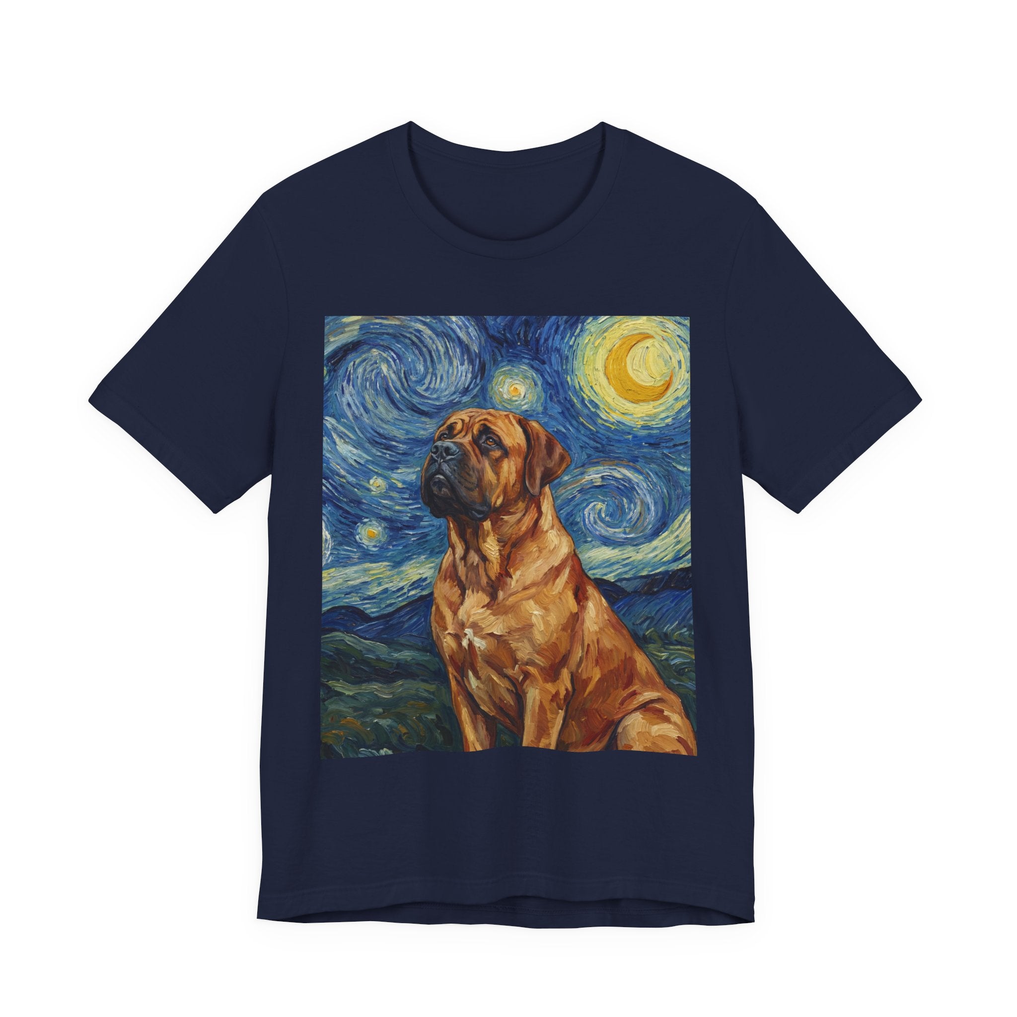Van Gogh Style Mastiff T-Shirt — Starry Night Swirl Art Print