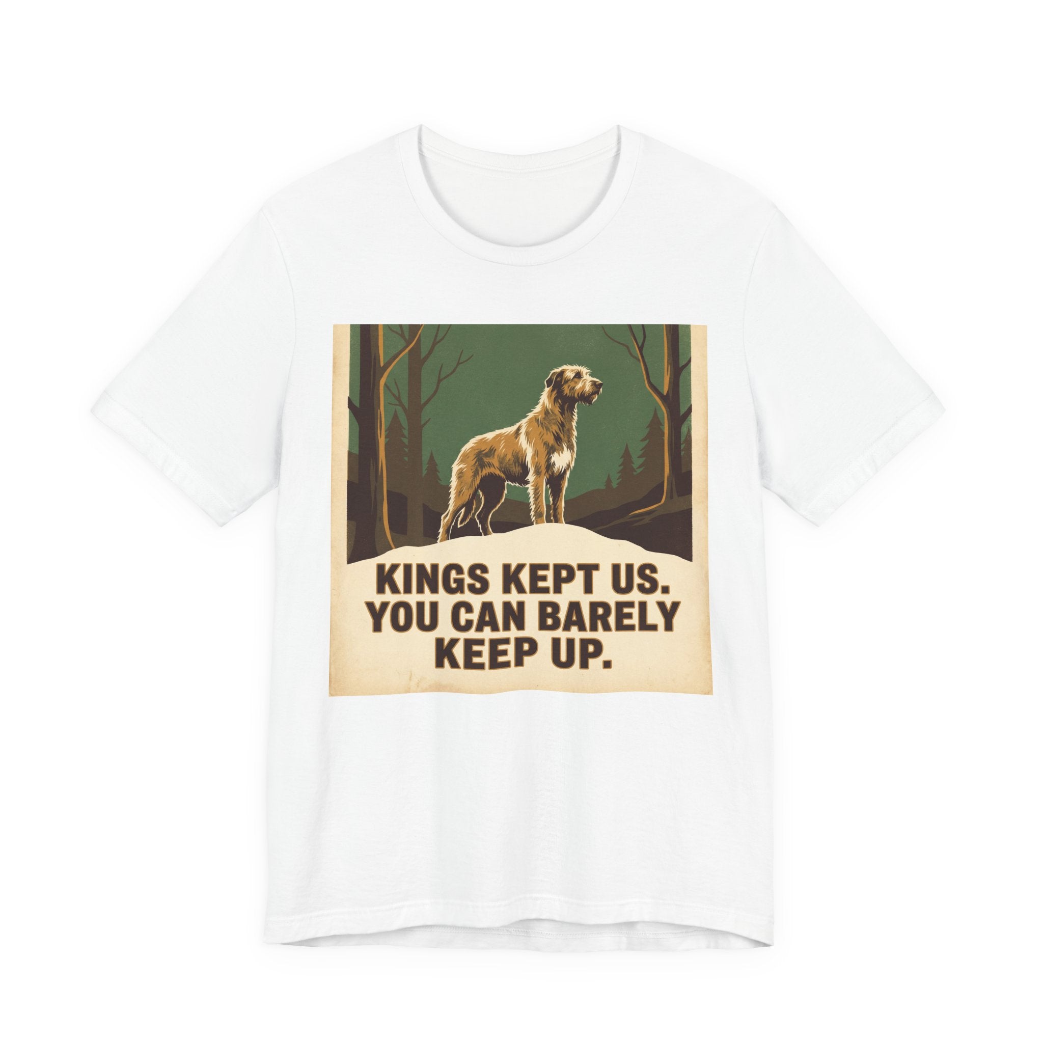 Irish Wolfhound Vintage Retro Art T-Shirt | Forest Green Poster Style
