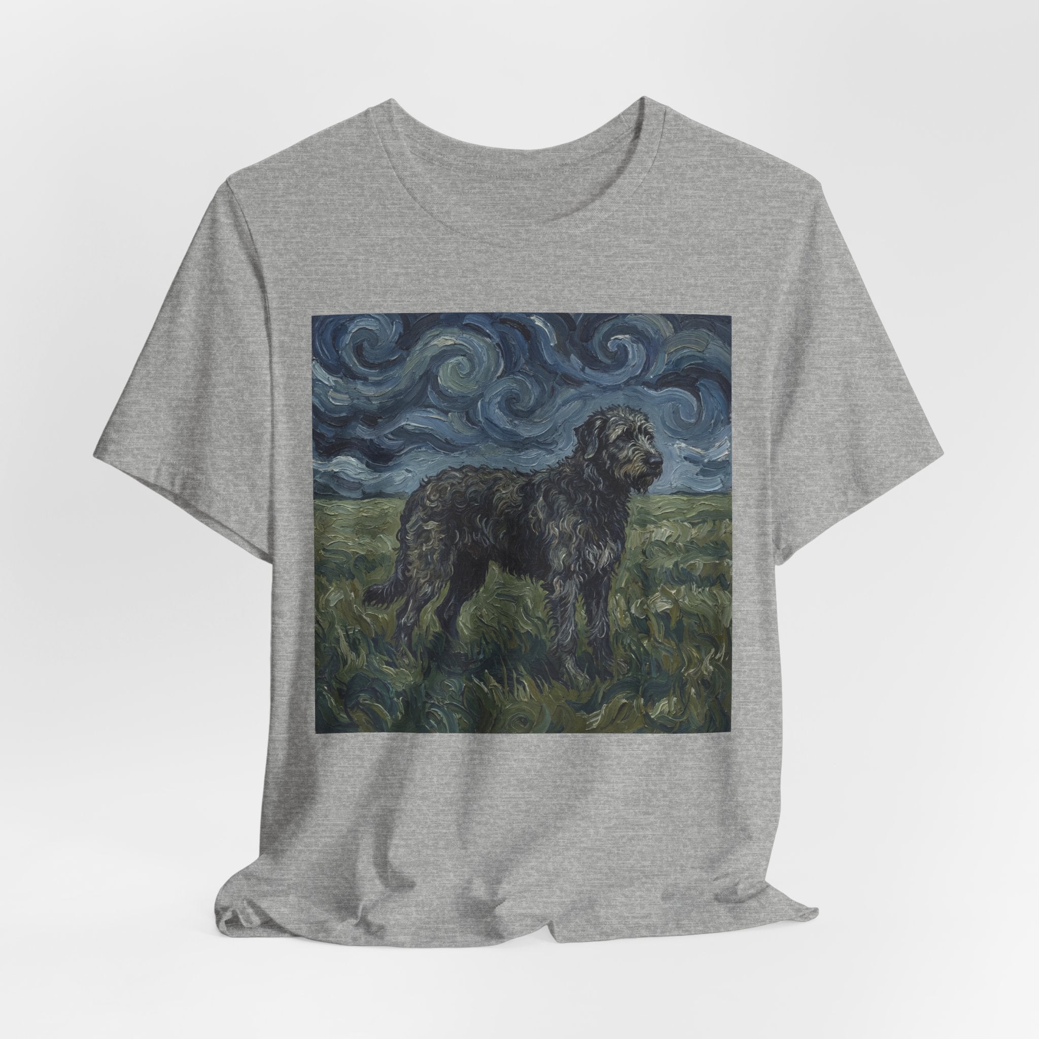 Van Gogh Style Irish Wolfhound T-Shirt — Swirling Storm Field Art Print
