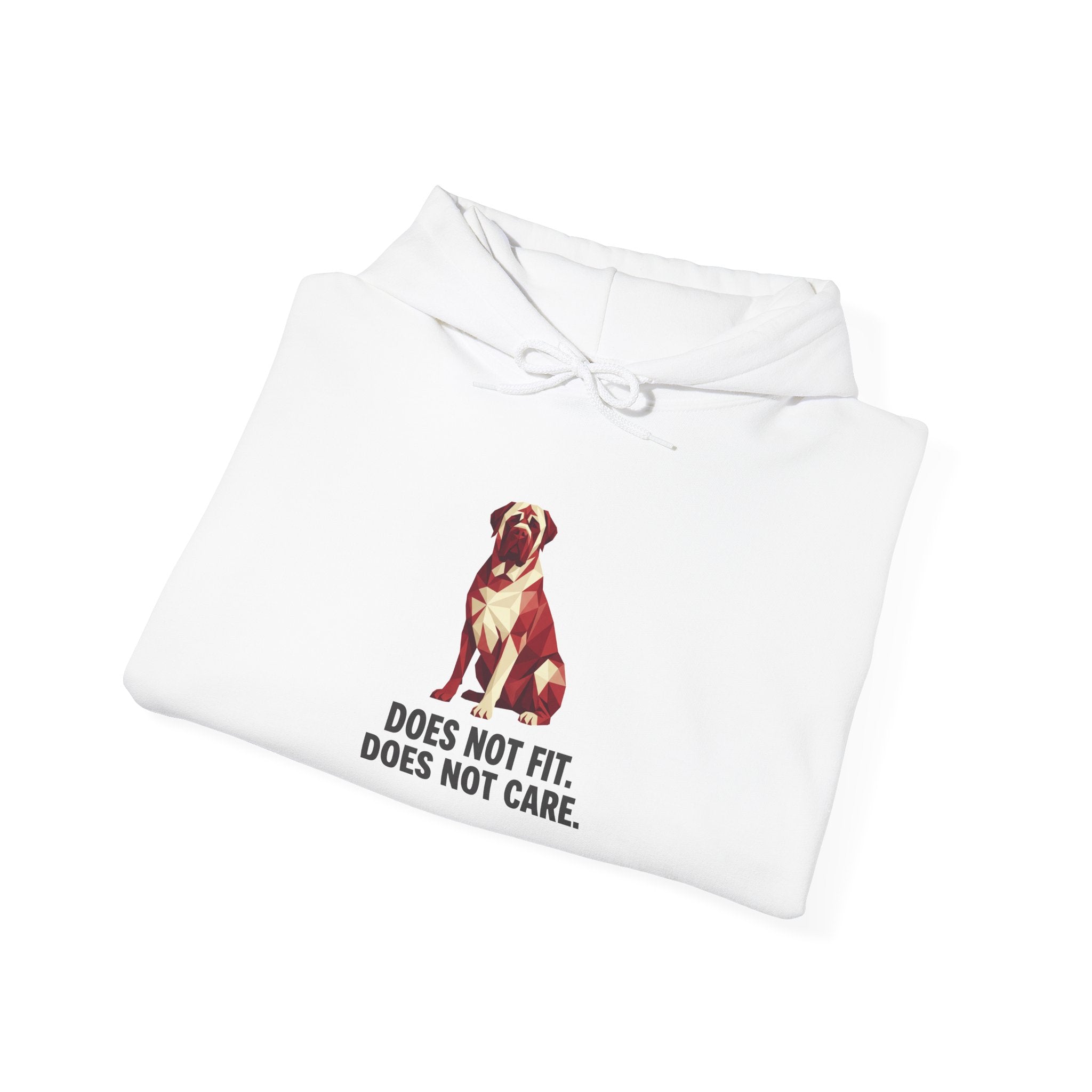 Mastiff Low Poly Hoodie — Crimson & Cream Geometric Art Print