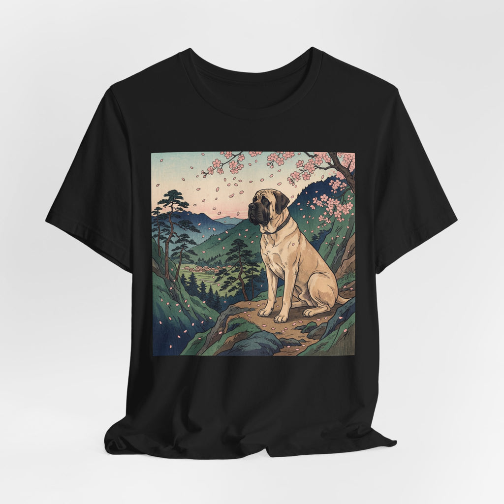 Ukiyo-e Mastiff T-Shirt — Cherry Blossom Overlook Art Print