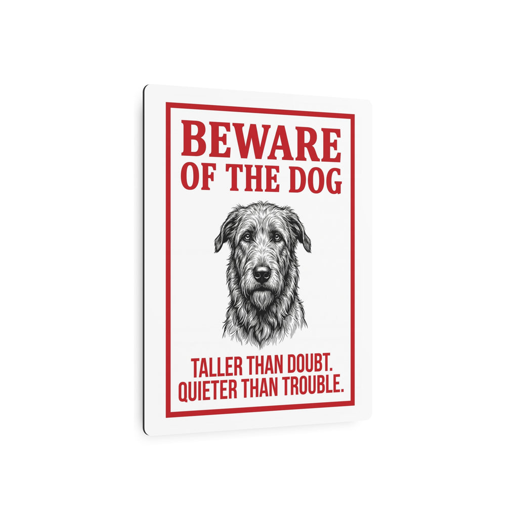 Beware of Irish Wolfhound Metal Sign – Wiry Portrait Aluminum Wall Sign – lifestyle view