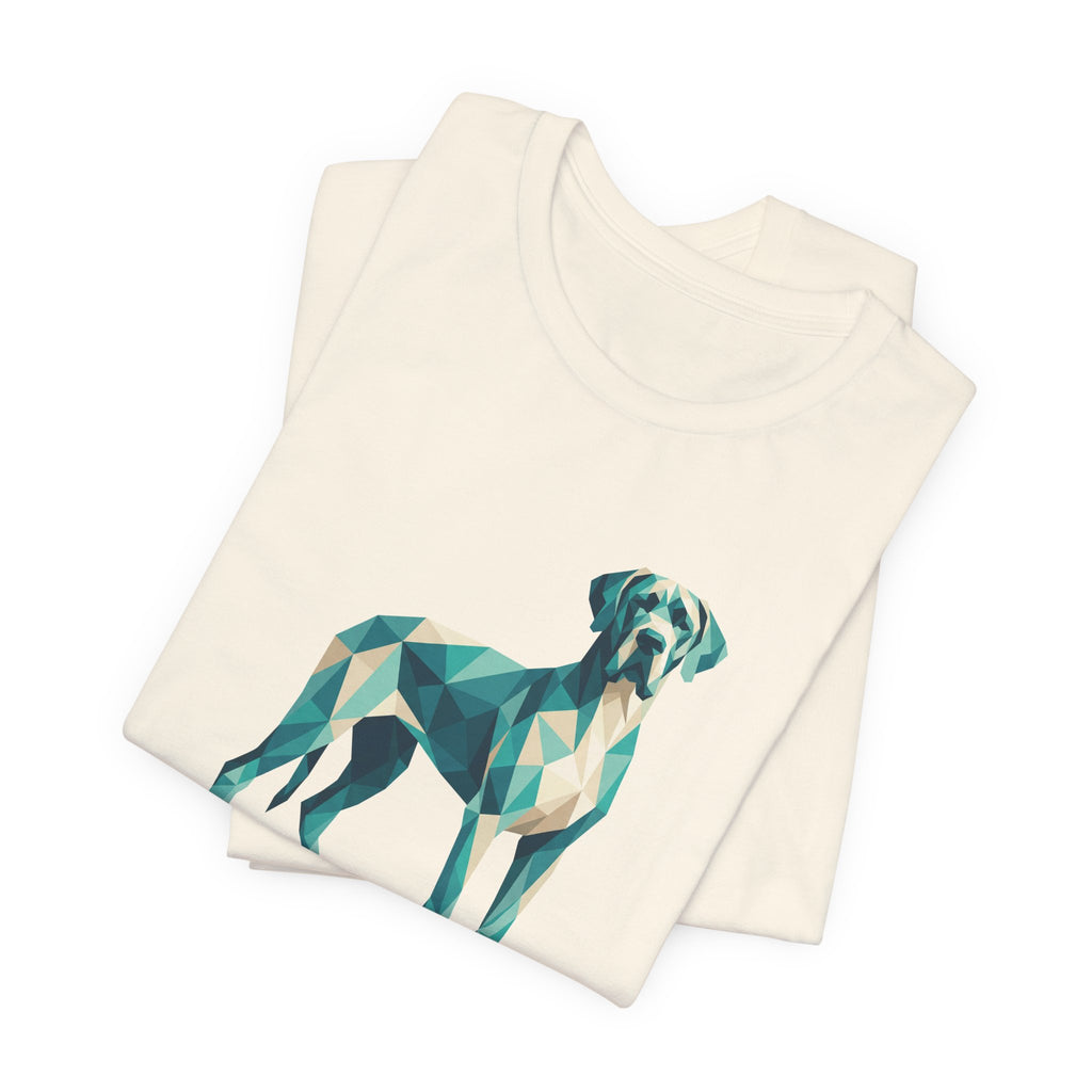 Great Dane Low Poly T-Shirt — Teal & Cream Geometric Art Print