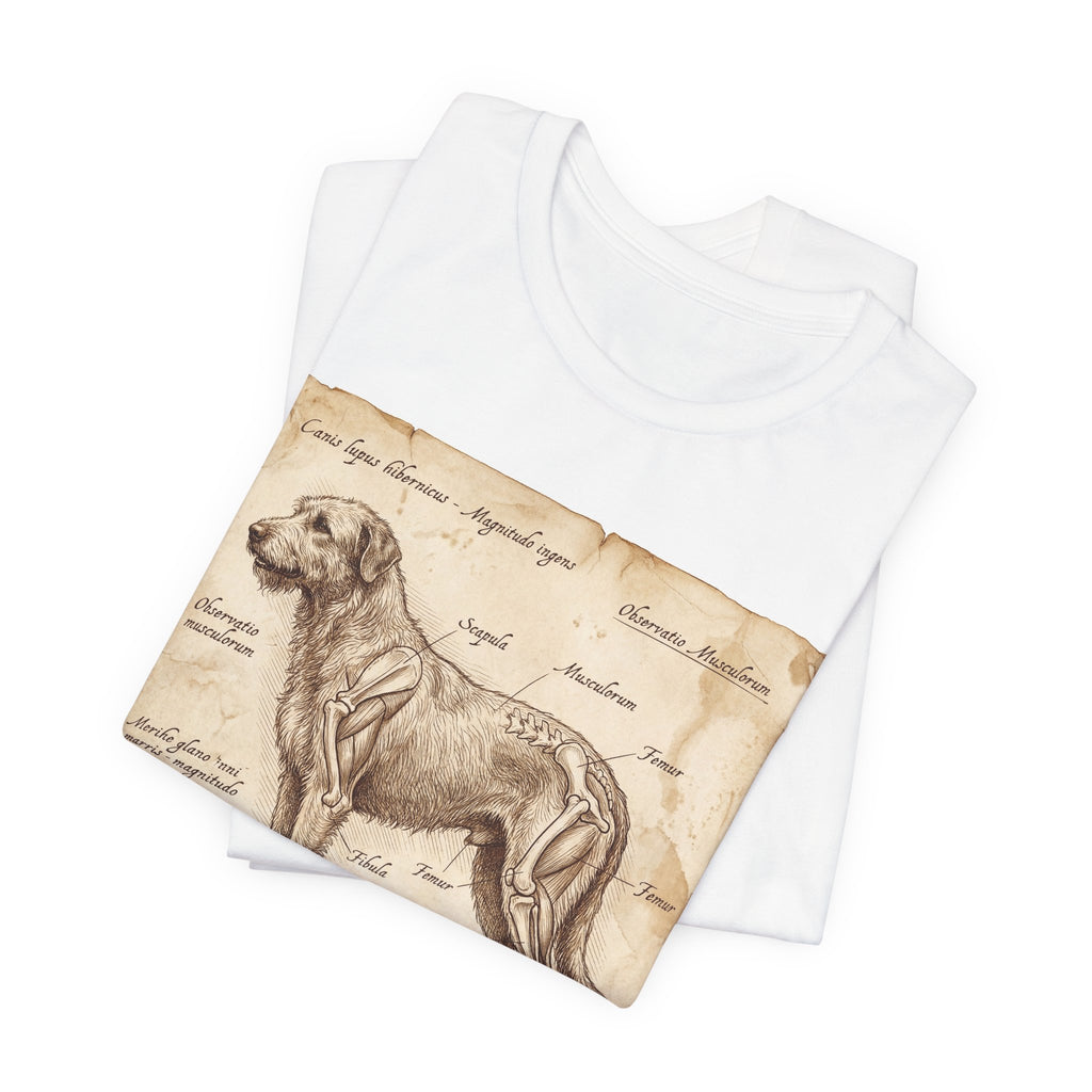 Da Vinci Style Irish Wolfhound T-Shirt — Anatomical Parchment Art Print