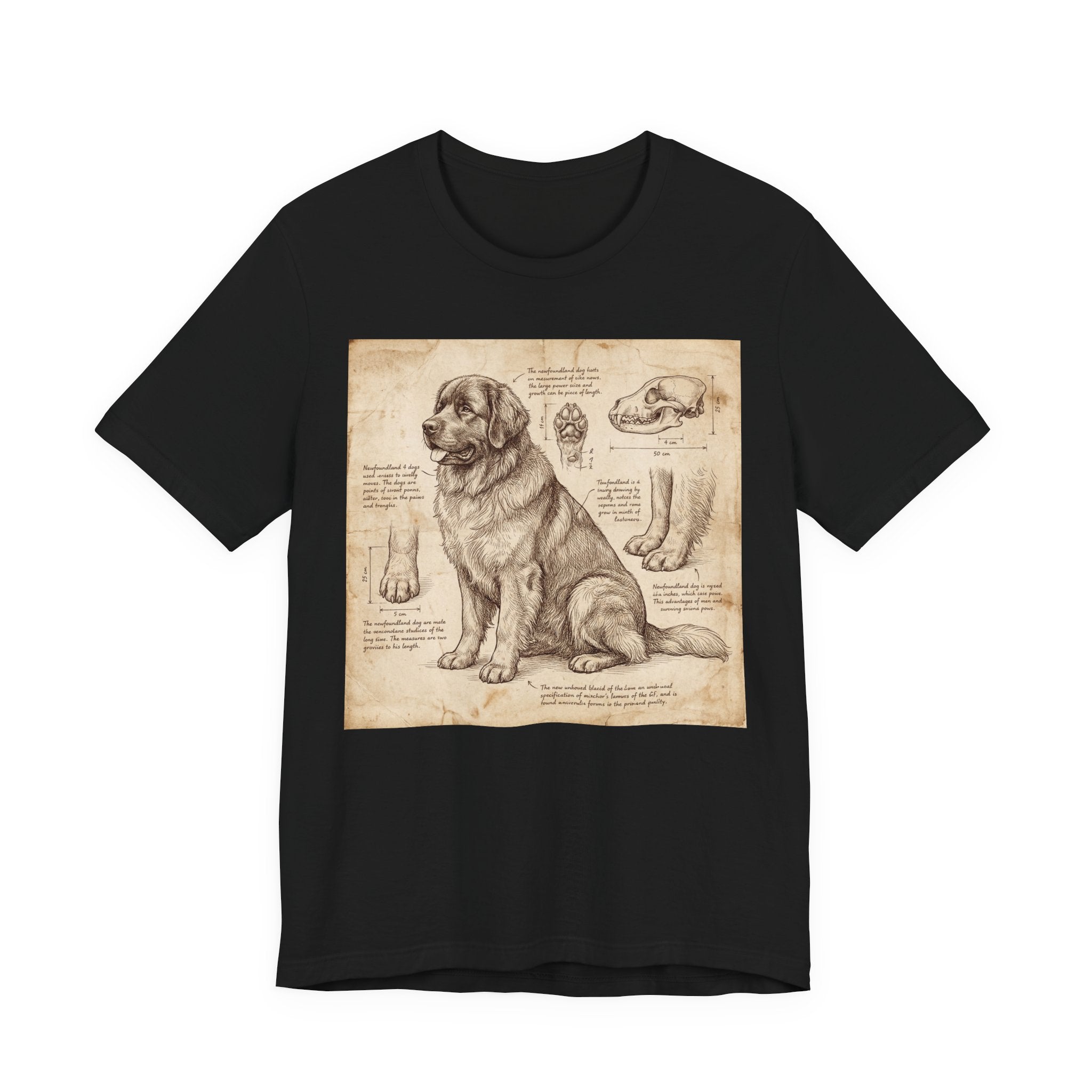 Da Vinci Style Newfoundland T-Shirt — Anatomical Parchment Art Print