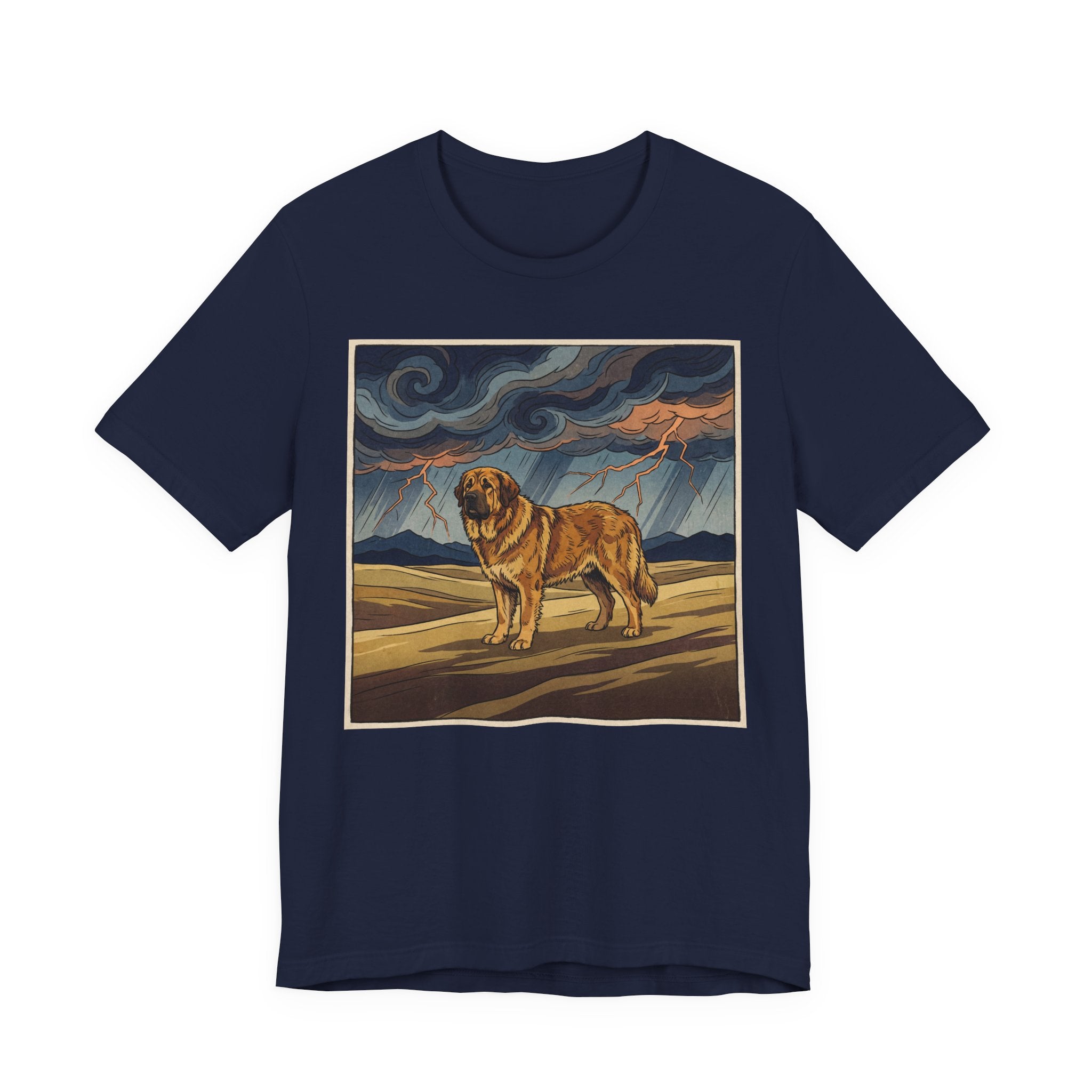 Woodblock Print Mastiff T-Shirt — Storm Lightning Drama Art Print