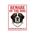 Beware of Saint Bernard Sign – Bold Red Warning Outdoor Vinyl Decal – side view