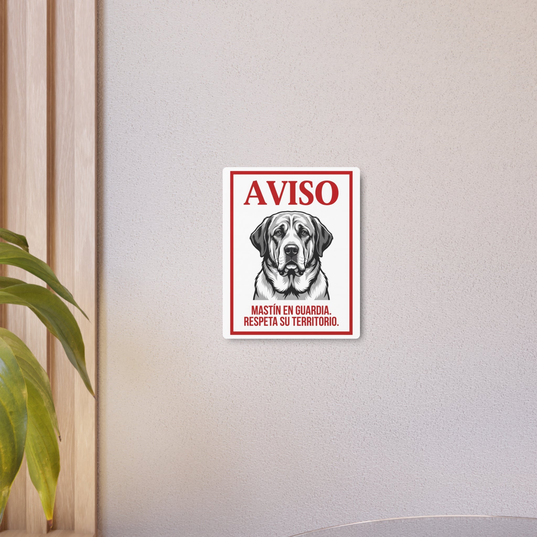 Beware of Spanish Mastiff Metal Sign – Bold Portrait Aluminum Wall Sign – alternate view