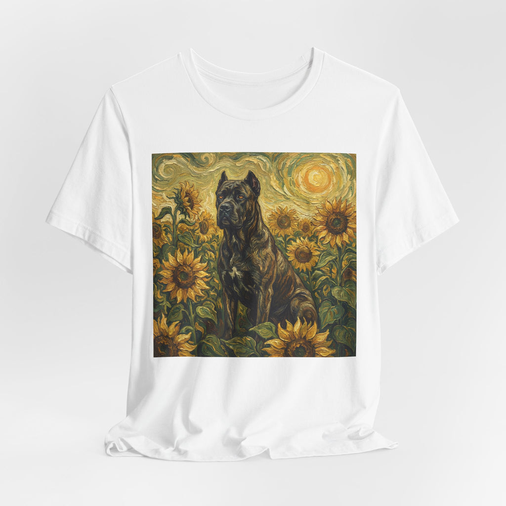 Van Gogh Style Cane Corso T-Shirt — Sunflower Field Art Print