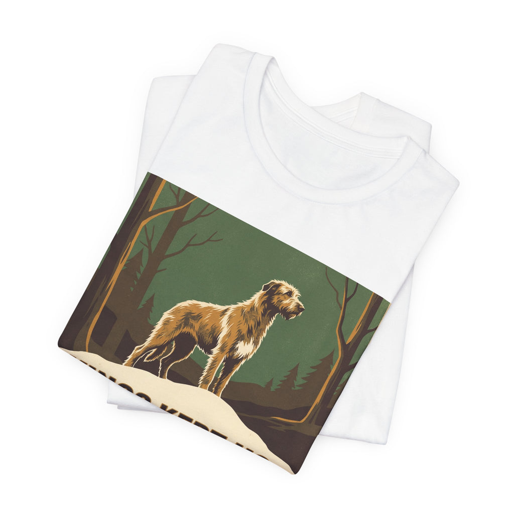 Camiseta Lebrel Irlandés Vintage Retro — Estilo Póster Verde Bosque