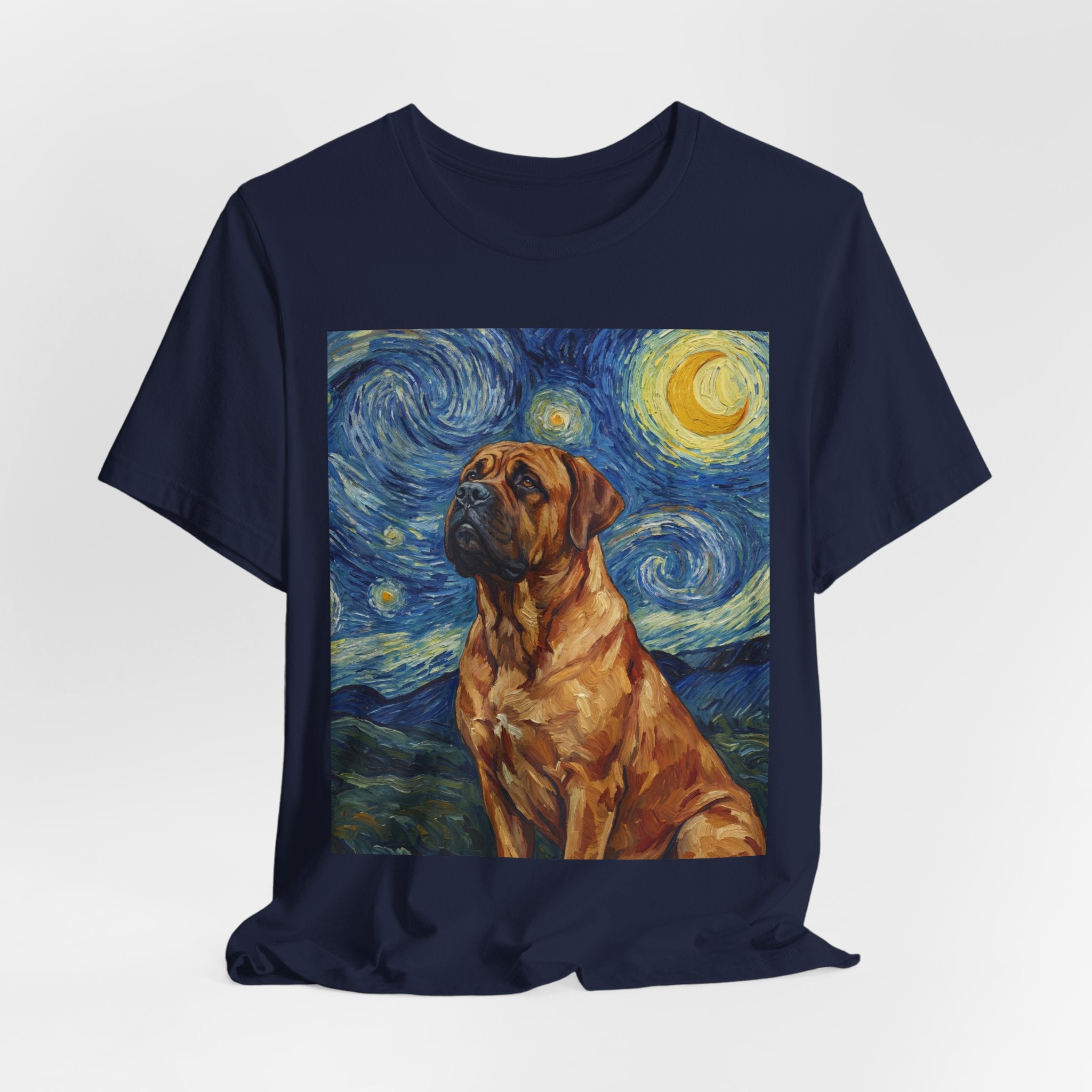 Van Gogh Style Mastiff T-Shirt — Starry Night Swirl Art Print