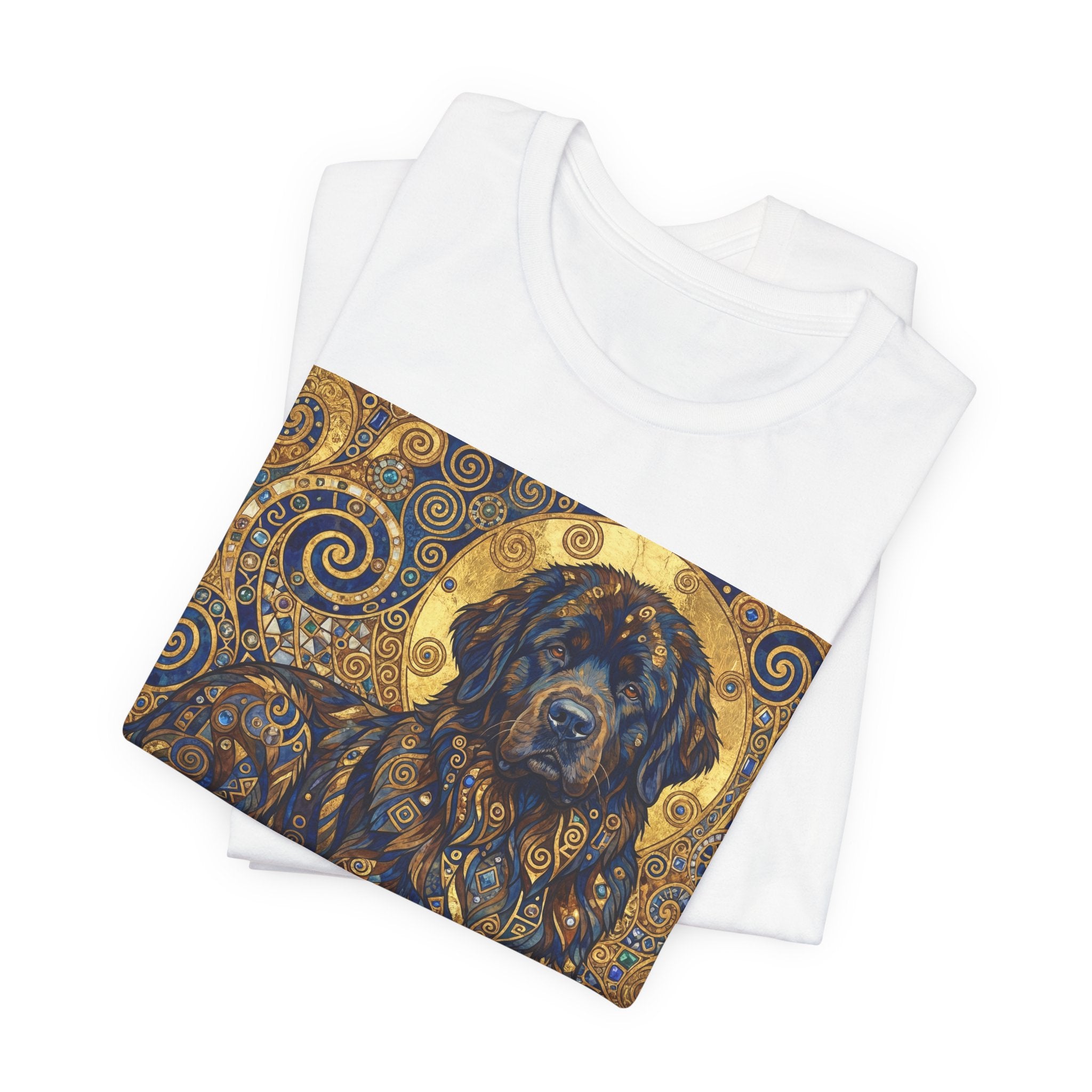 Klimt Style Newfoundland T-Shirt — Gold Spiral Art Print