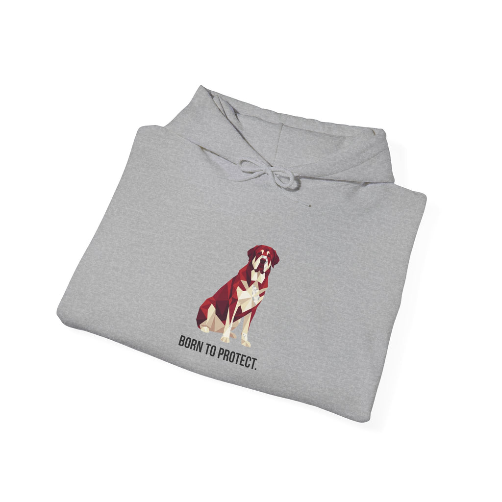 Saint Bernard Low Poly Hoodie — Deep Crimson Geometric Art Print