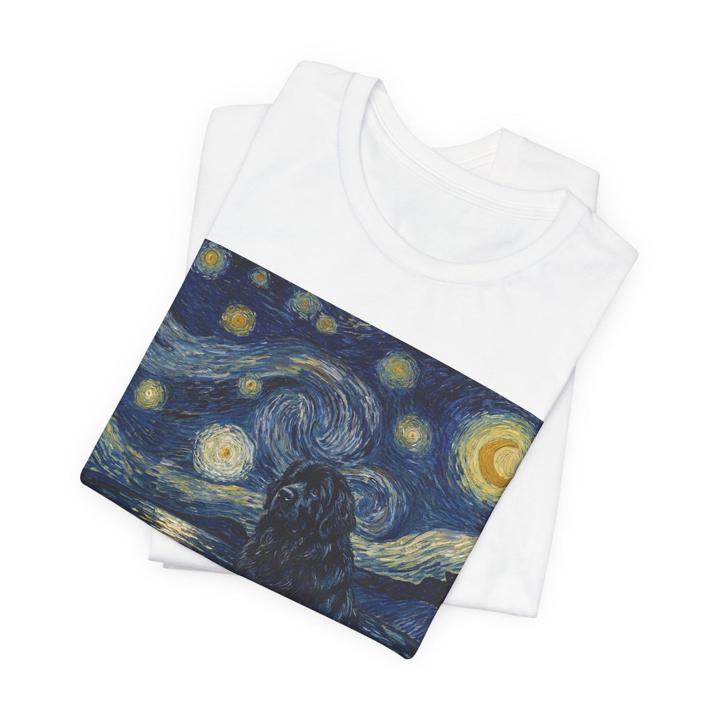Van Gogh Style Newfoundland T-Shirt — Moonlit Seascape Art Print