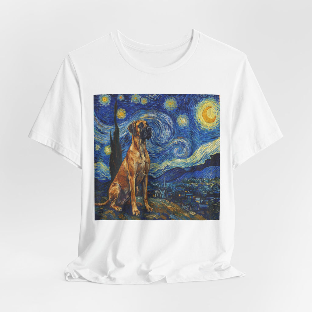 Van Gogh Style Great Dane T-Shirt — Starry Night Inspired Art Print