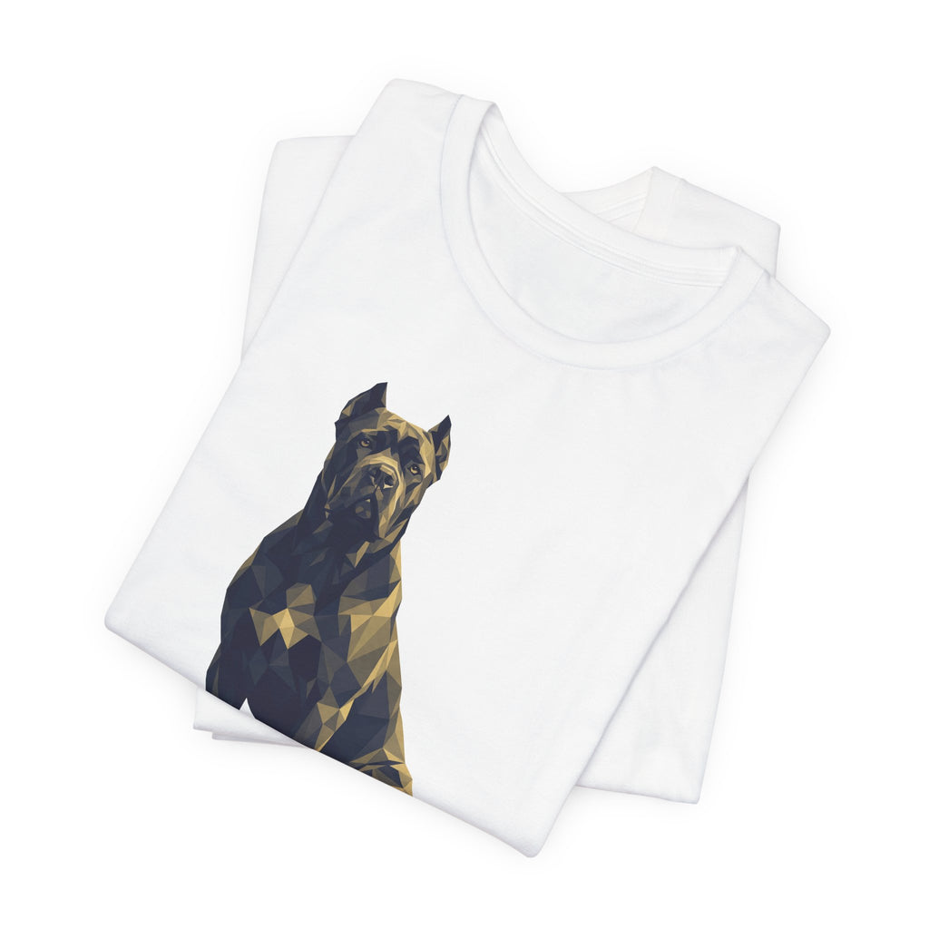 Cane Corso Low Poly T-Shirt — Dark Slate & Gold Geometric Art Print