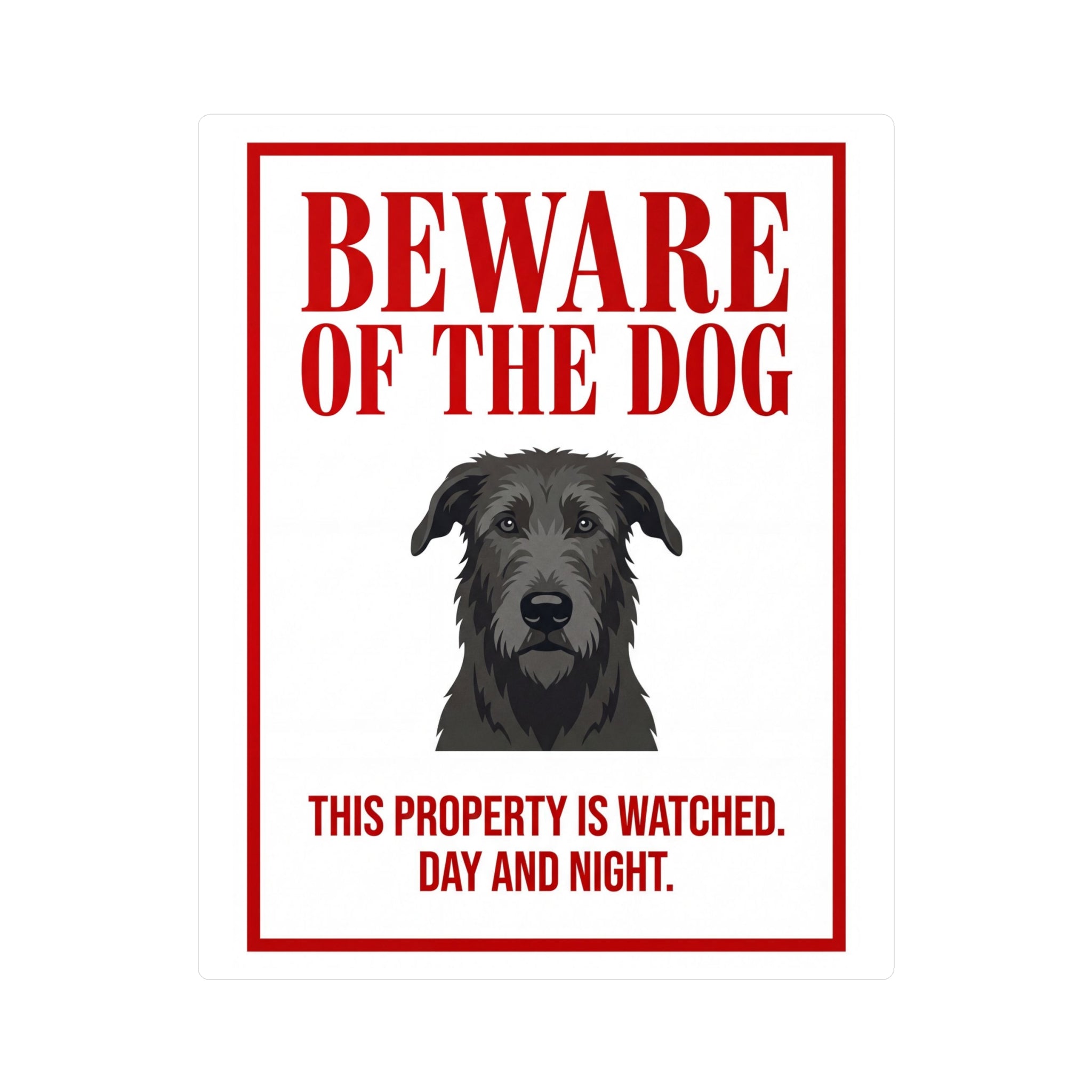 Beware of Irish Wolfhound Sign – Bold Red Warning Outdoor Vinyl Decal