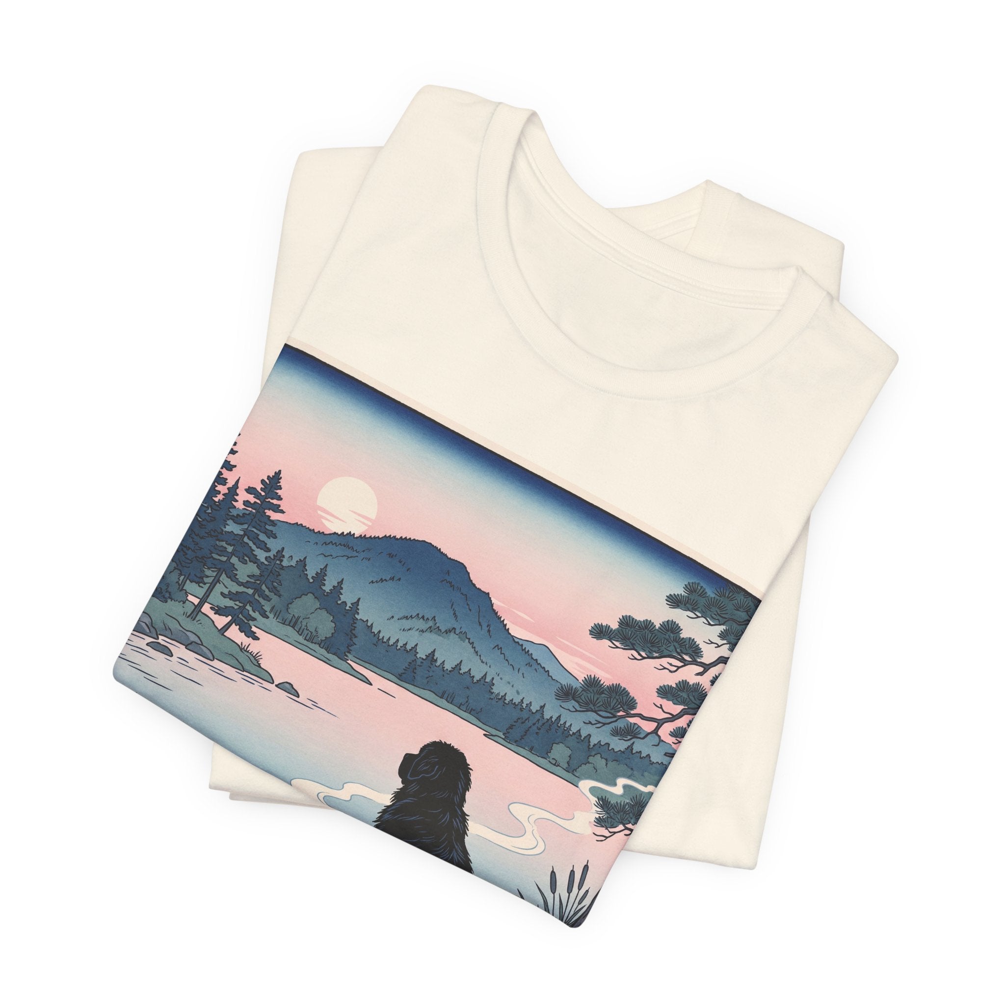 Hiroshige Style Newfoundland T-Shirt — Lakeside Dusk Art Print