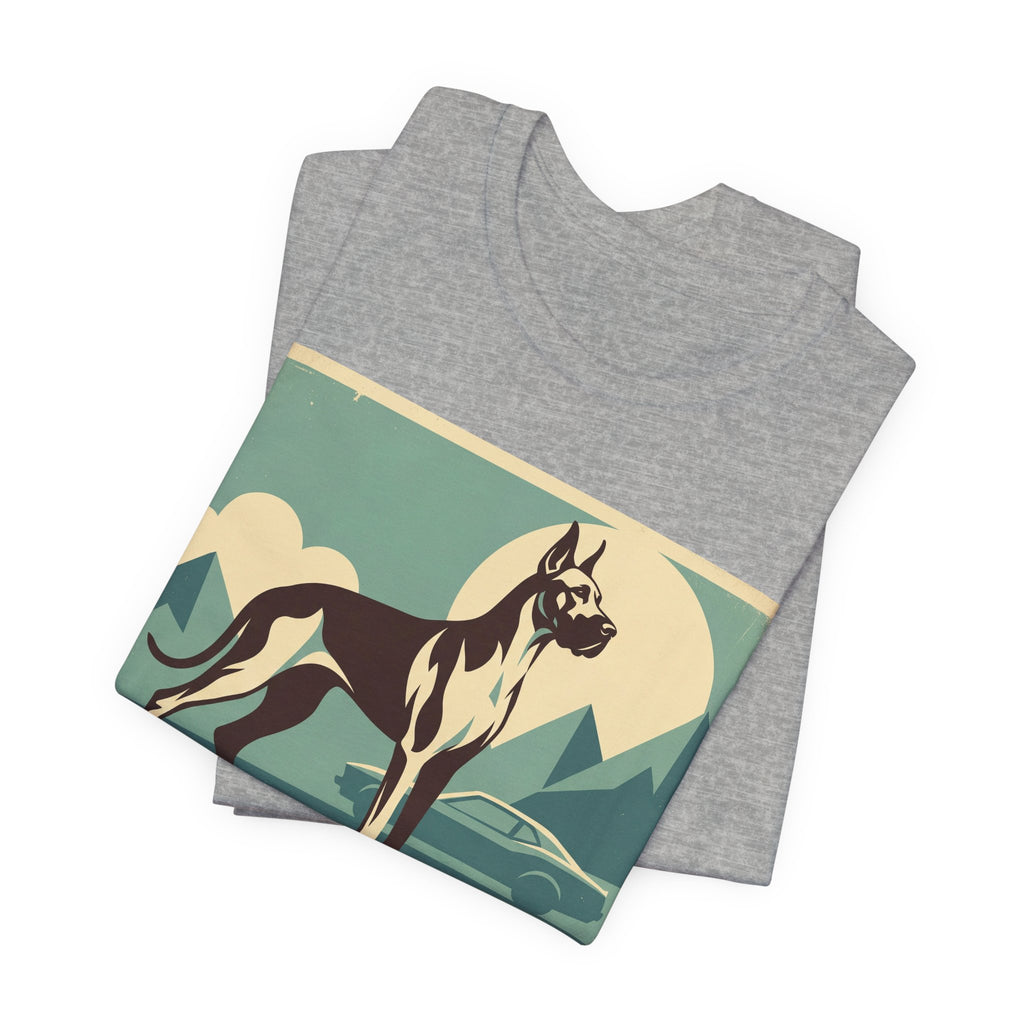 Great Dane Vintage Retro Art T-Shirt | Teal Mountain Silhouette