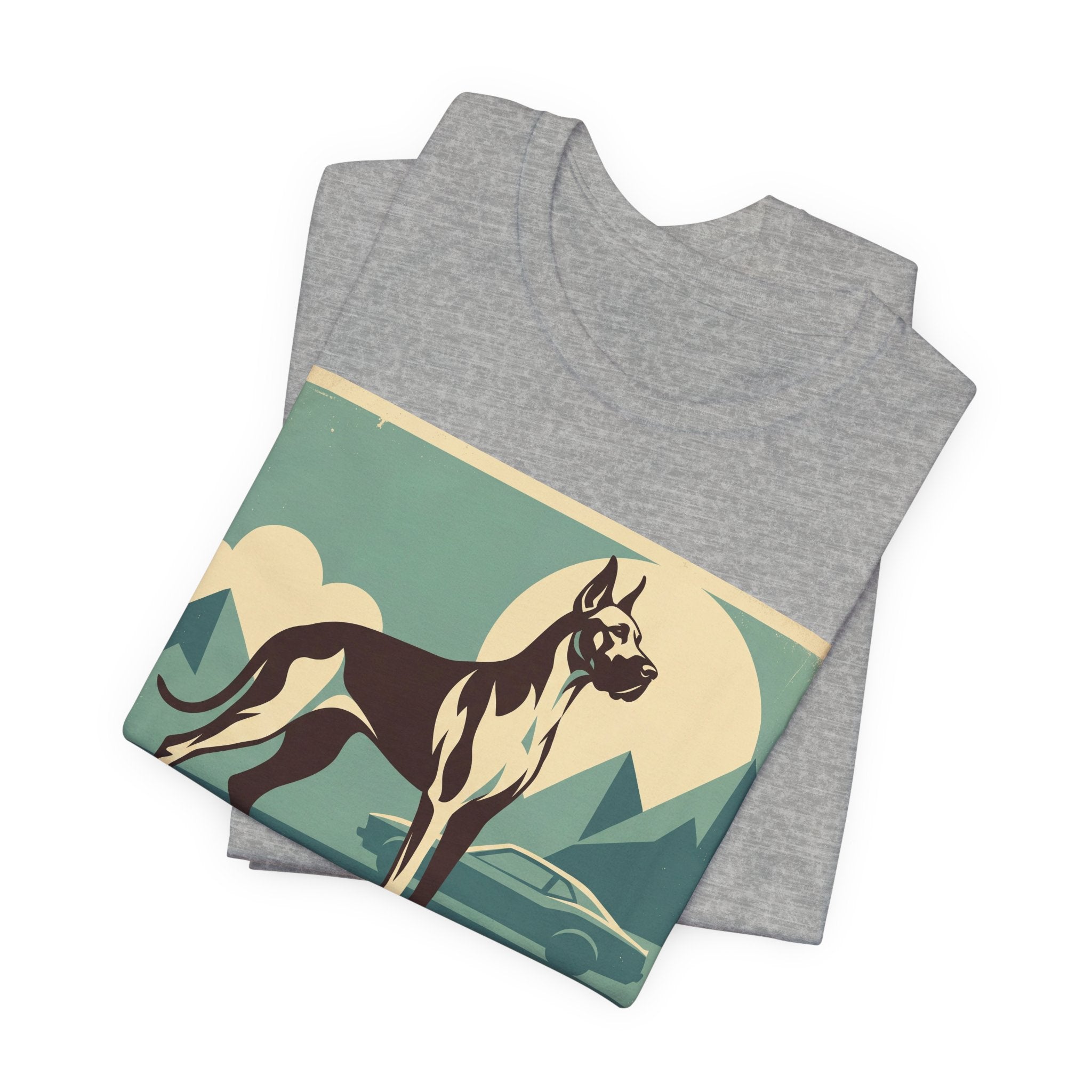 Great Dane Vintage Retro Art T-Shirt | Teal Mountain Silhouette