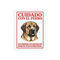 Beware of Spanish Mastiff Metal Sign – Bold Red Portrait Aluminum Wall Sign – side view