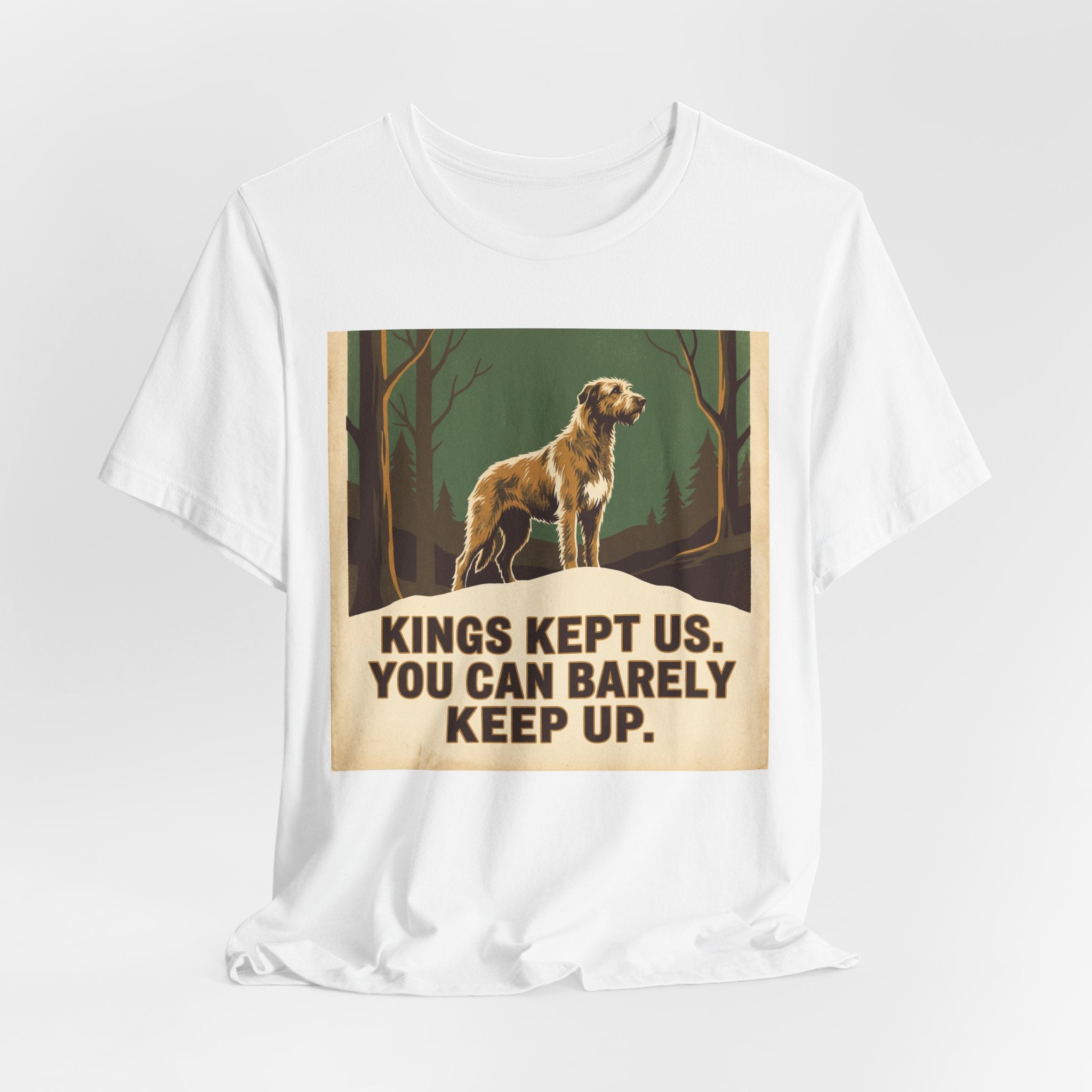 Irish Wolfhound Vintage Retro Art T-Shirt | Forest Green Poster Style