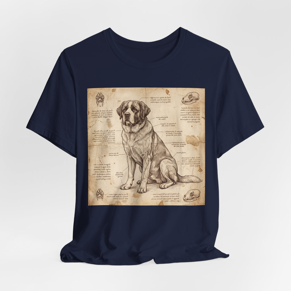 Da Vinci Style Saint Bernard T-Shirt — Anatomical Blueprint Art Print