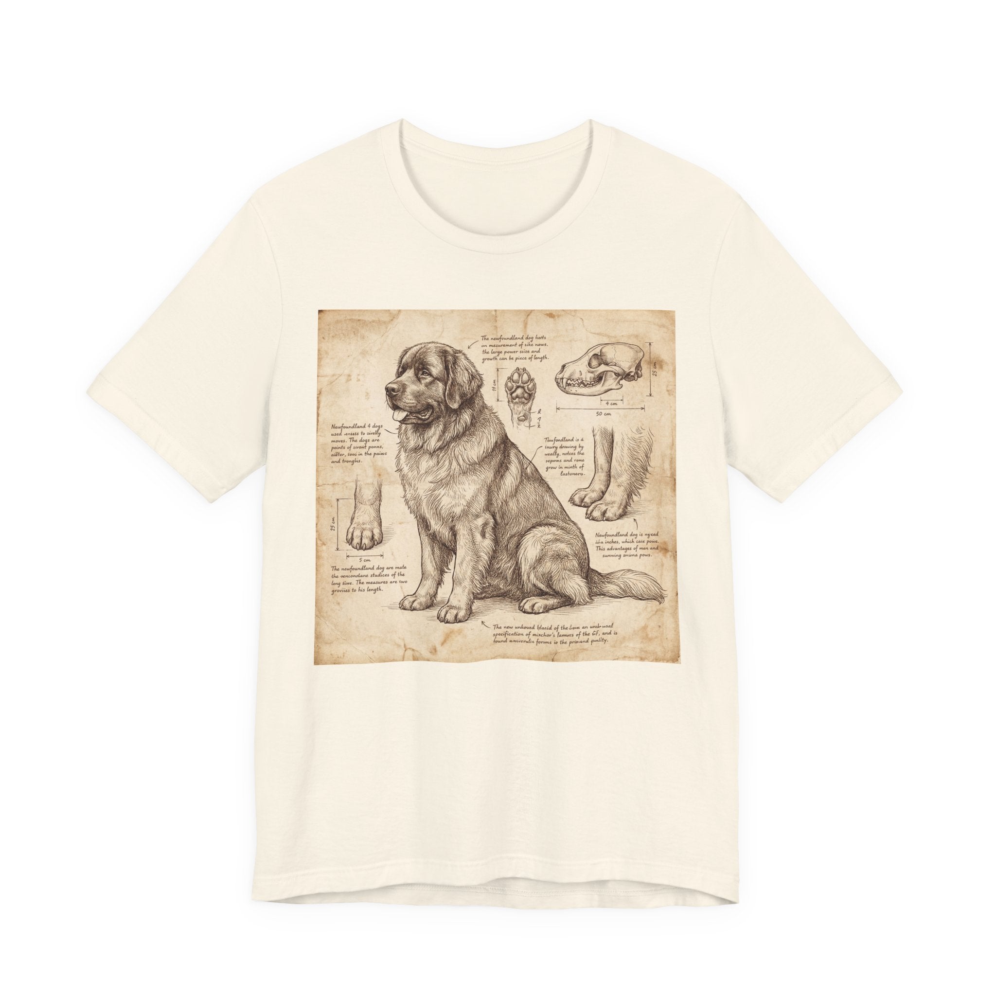 Da Vinci Style Newfoundland T-Shirt — Anatomical Parchment Art Print
