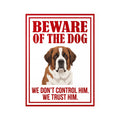 Beware of Saint Bernard Sign – Bold Red Warning Outdoor Vinyl Decal – side view