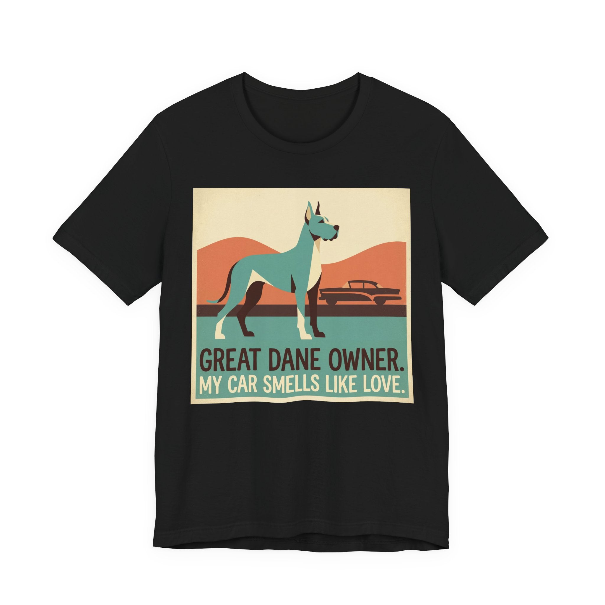 Great Dane Vintage Retro Art T-Shirt | Teal & Coral Mid-Century