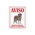 Beware of Spanish Mastiff Metal Sign – Full Body Alert Aluminum Wall Sign – side view