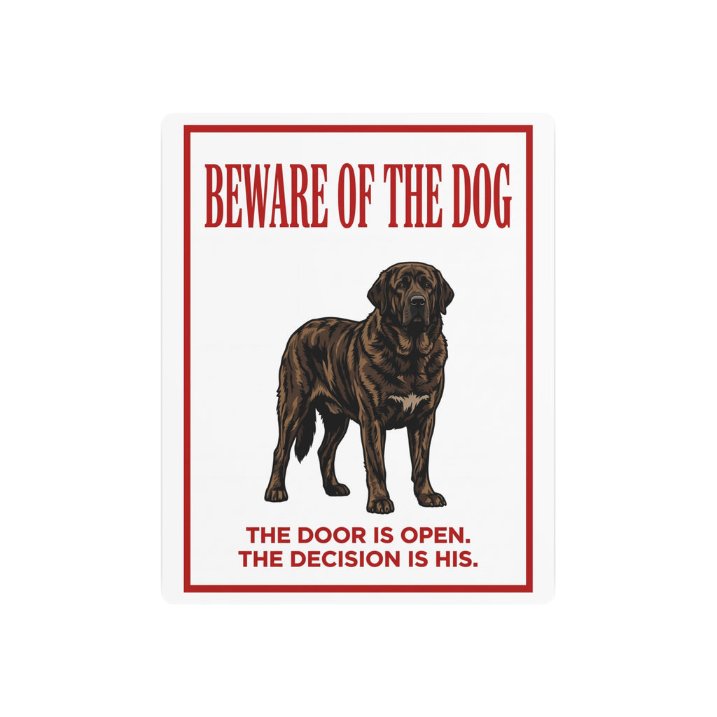 Beware of Mastiff Metal Sign – Full Body Standing Aluminum Wall Sign – side view