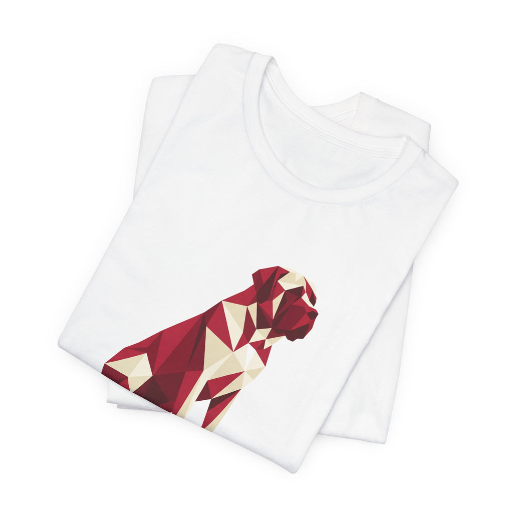 Mastiff Low Poly T-Shirt — Crimson & Cream Geometric Art Print