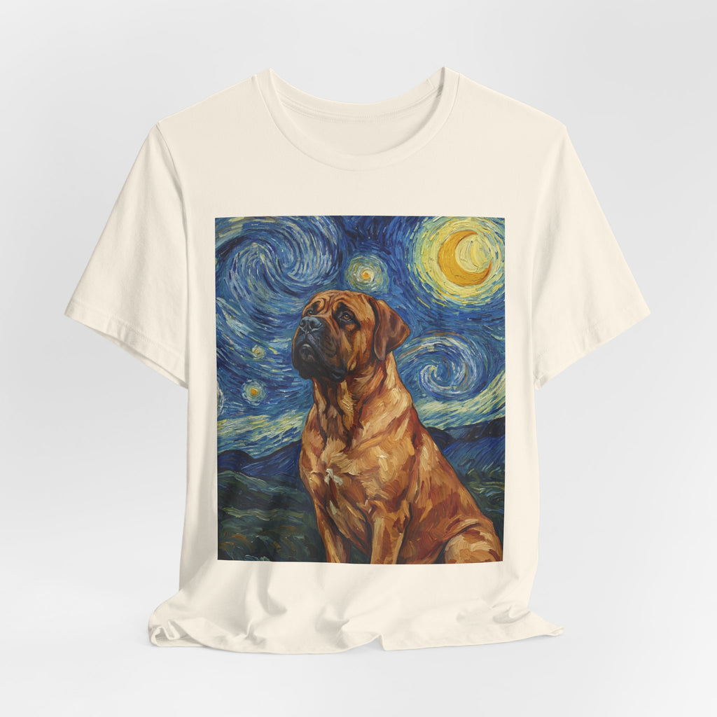 Van Gogh Style Mastiff T-Shirt — Starry Night Swirl Art Print